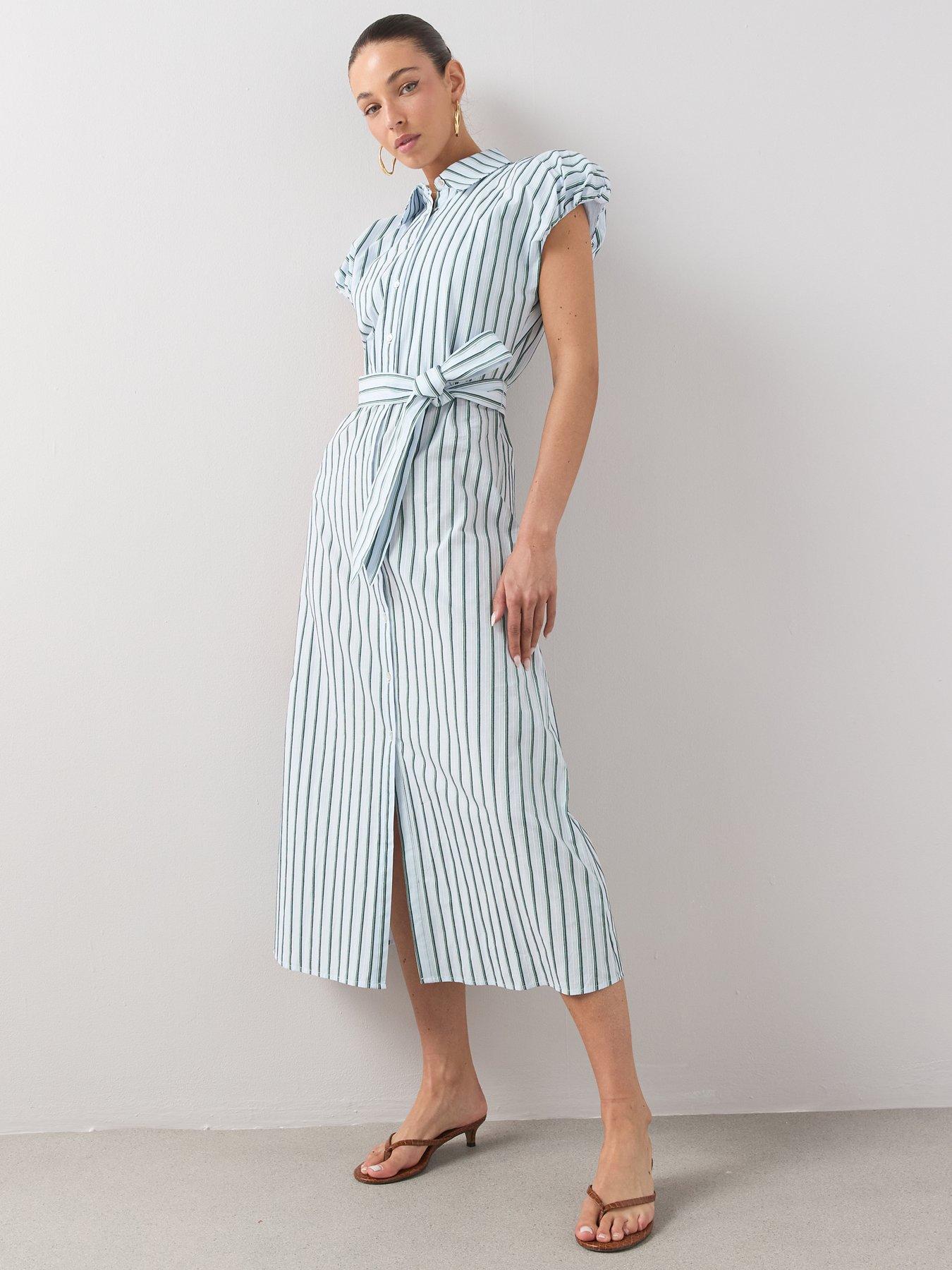Image 6 of 6 of The Very Collection Button Through Belted Shirt Midi Dress