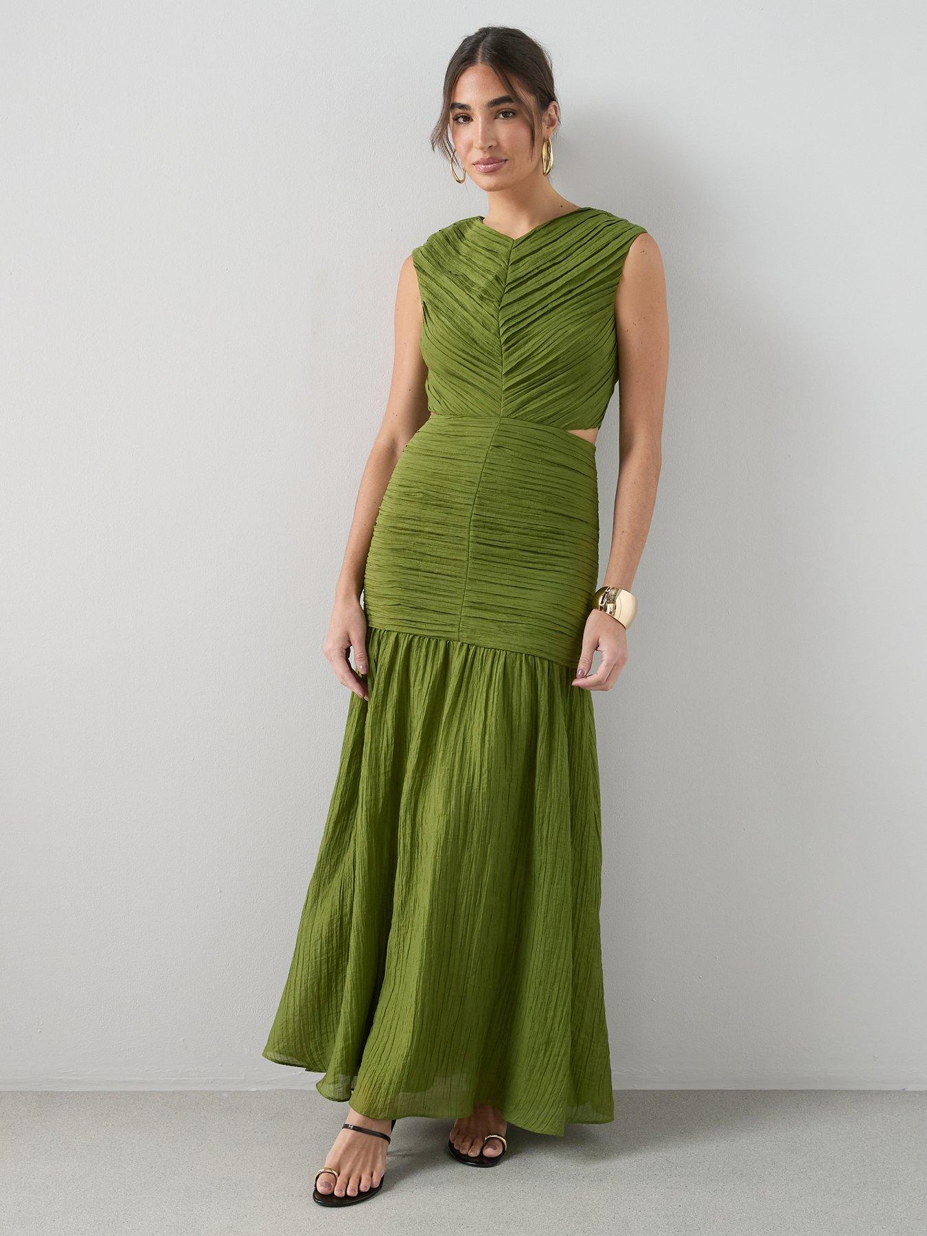 The Very Collection Cut Out Detail Printed Maxi Dress - Green