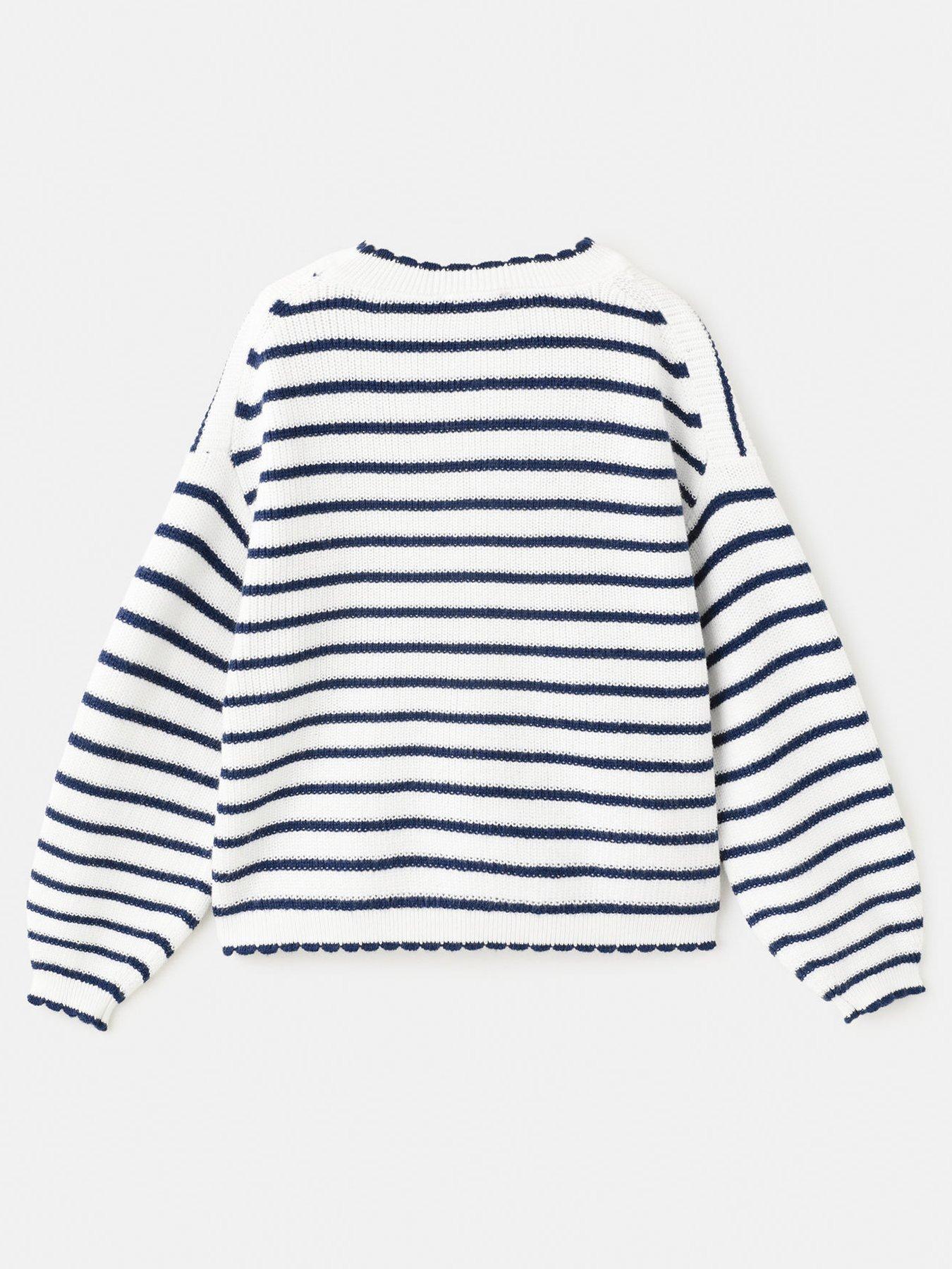 Image 2 of 4 of Mango Younger Girls Striped Cardigan - Navy Stripe