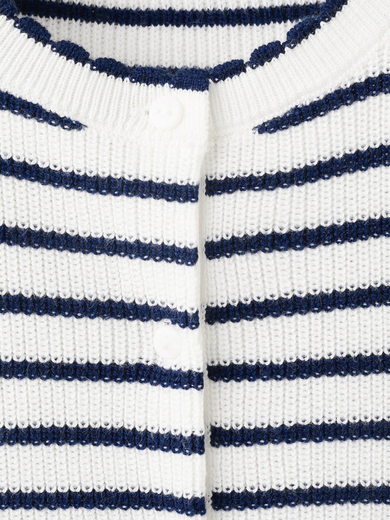 Image 3 of 4 of Mango Younger Girls Striped Cardigan - Navy Stripe