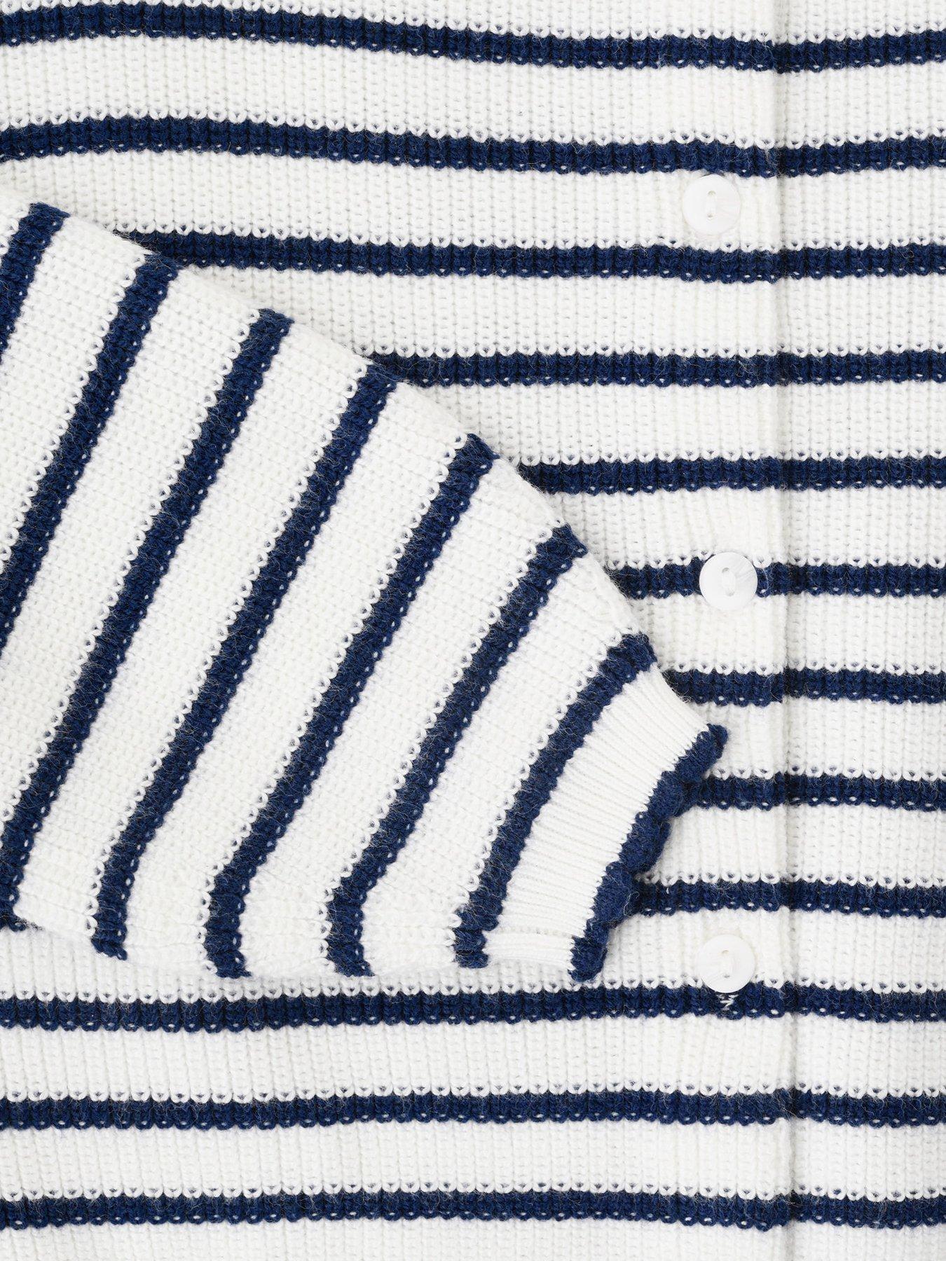 Image 4 of 4 of Mango Younger Girls Striped Cardigan - Navy Stripe