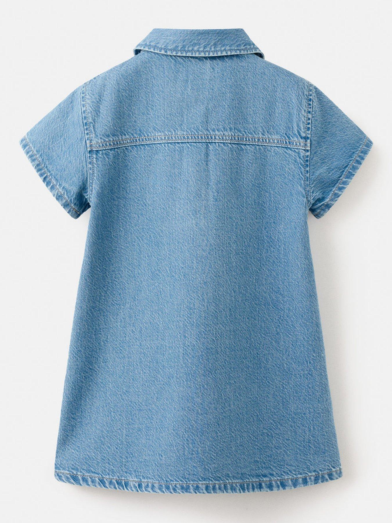 Image 2 of 4 of Mango Younger Girls Short Sleeve Denim Dress - Blue
