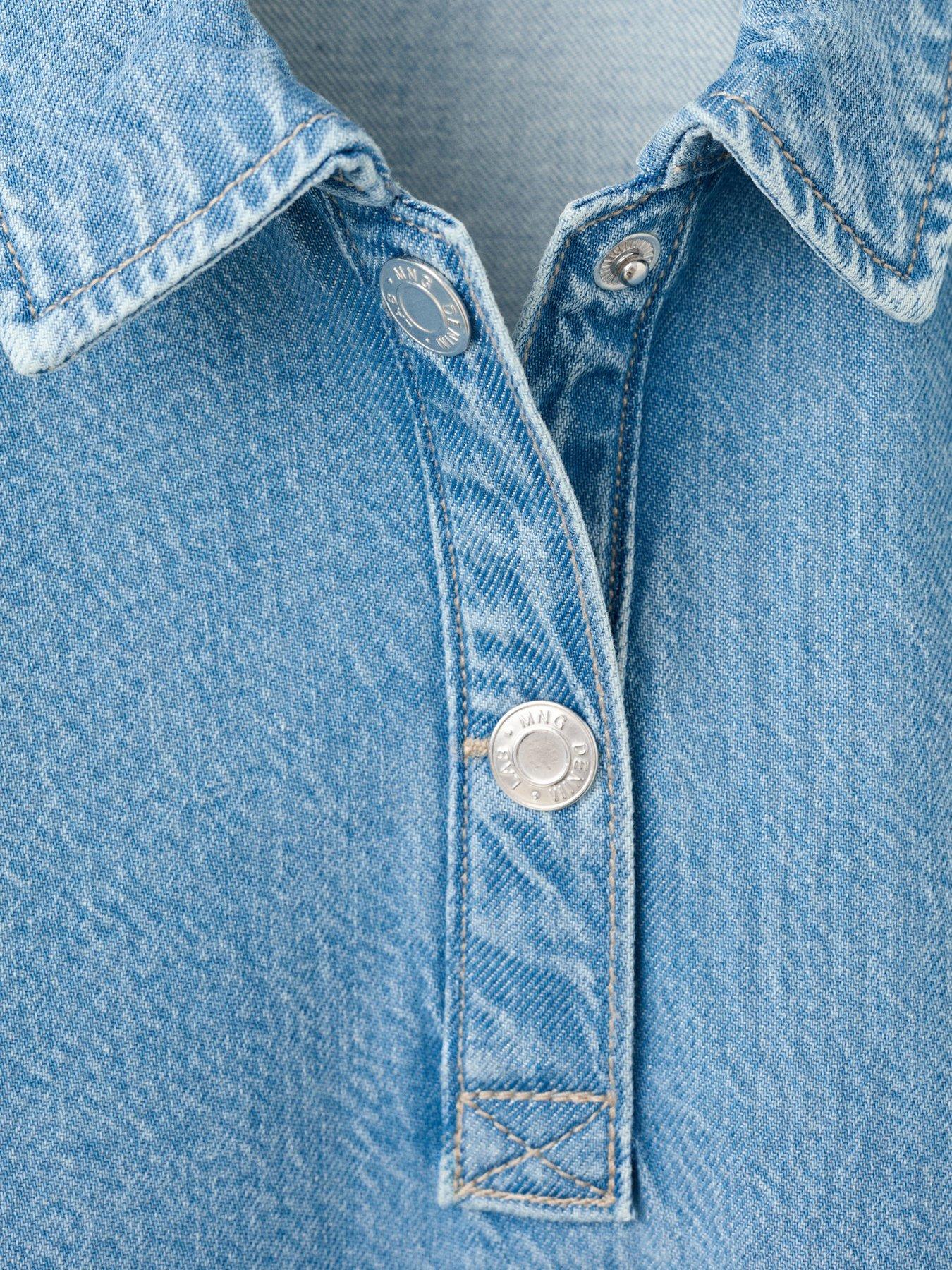 Image 4 of 4 of Mango Younger Girls Short Sleeve Denim Dress - Blue