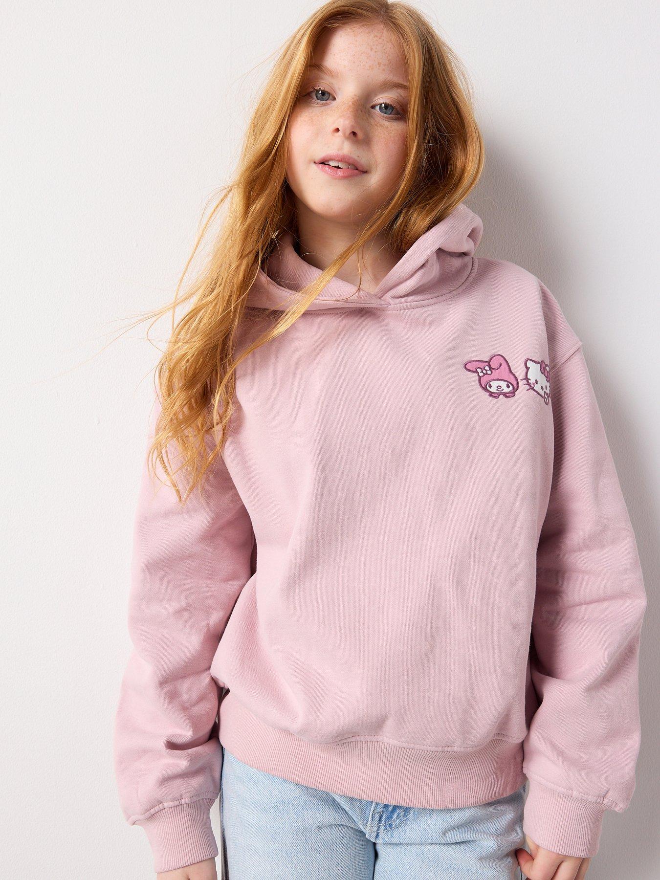 Image 1 of 7 of Mango Girls Hello Kitty Back Print Hoodie - Pink