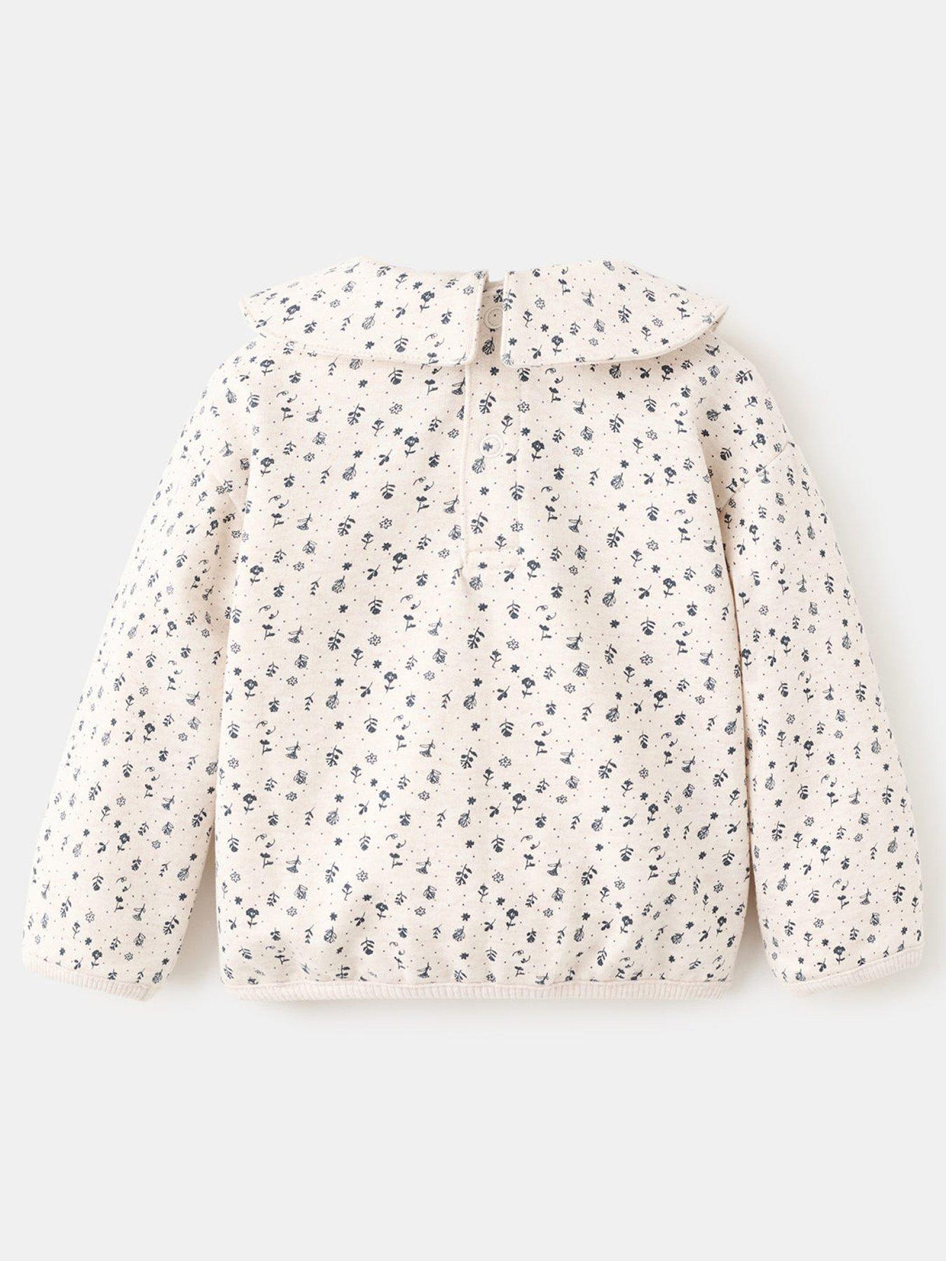 Image 2 of 4 of Mango Baby Girls Peter Pan Collar Co Ord Sweatshirt - Beige