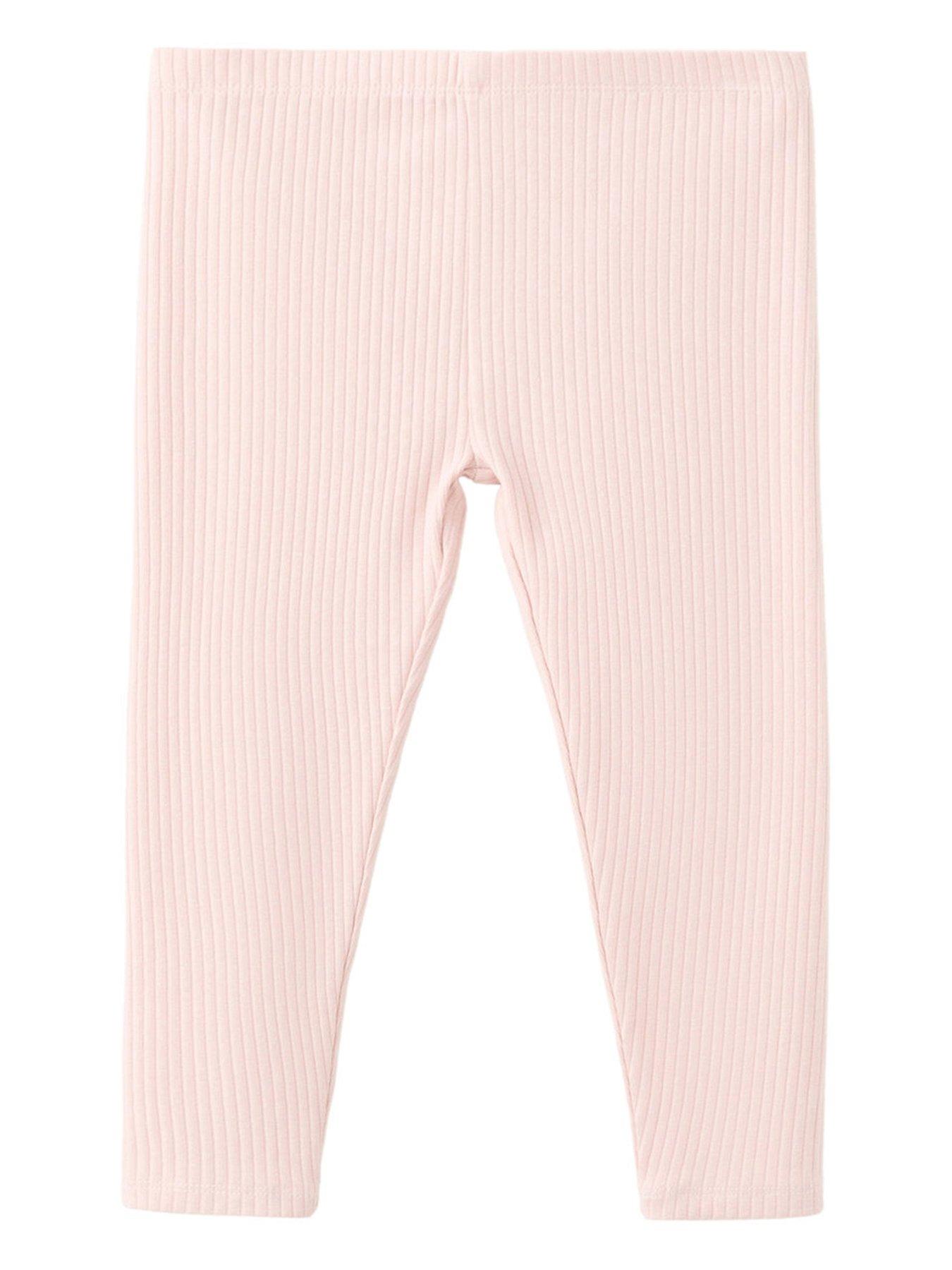 Mango Younger Girls Ribbed Leggings - Light Pink
