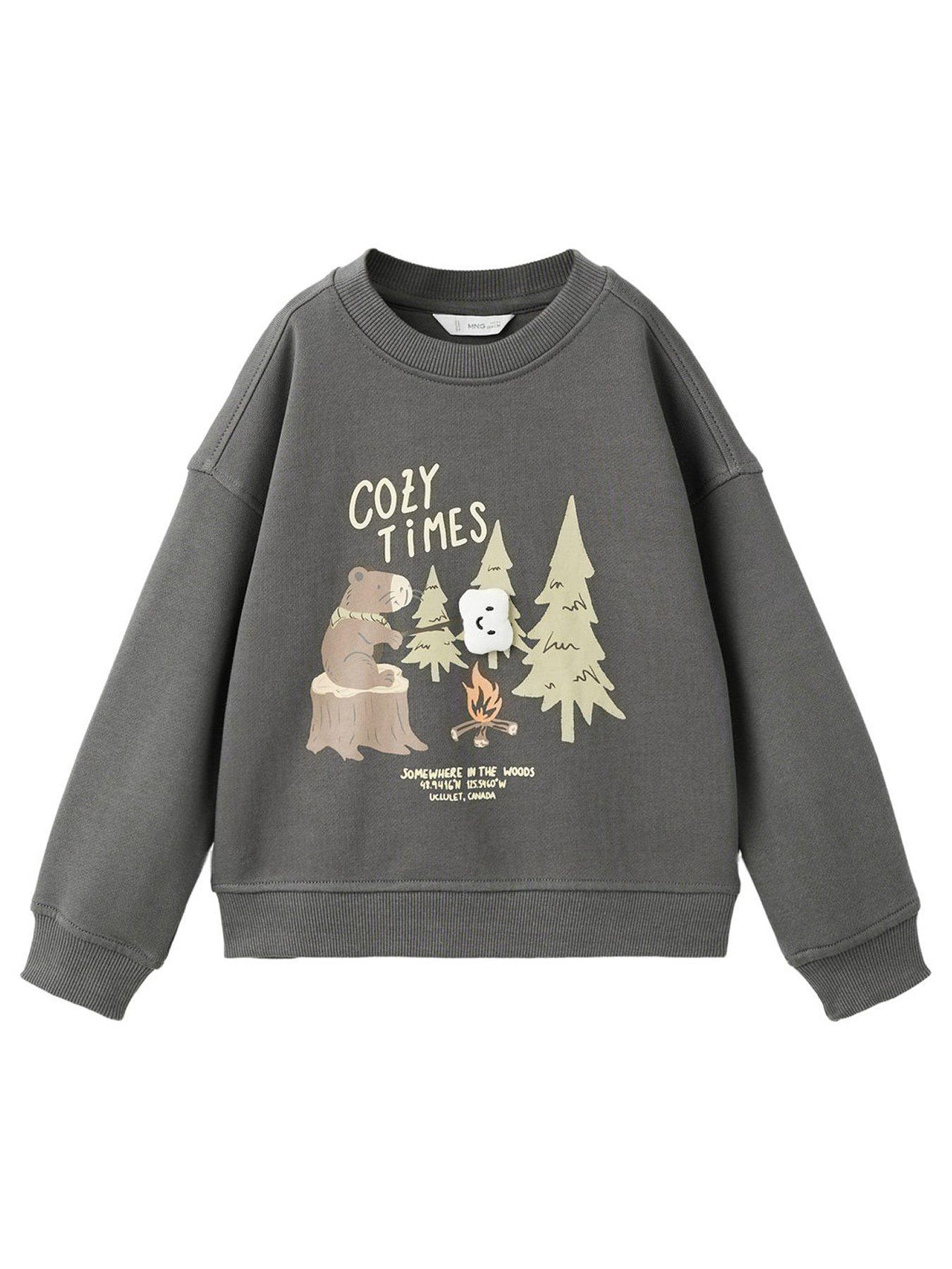 Image 1 of 4 of Mango Younger Boys Cozy Times Sweatshirt - Dark Grey