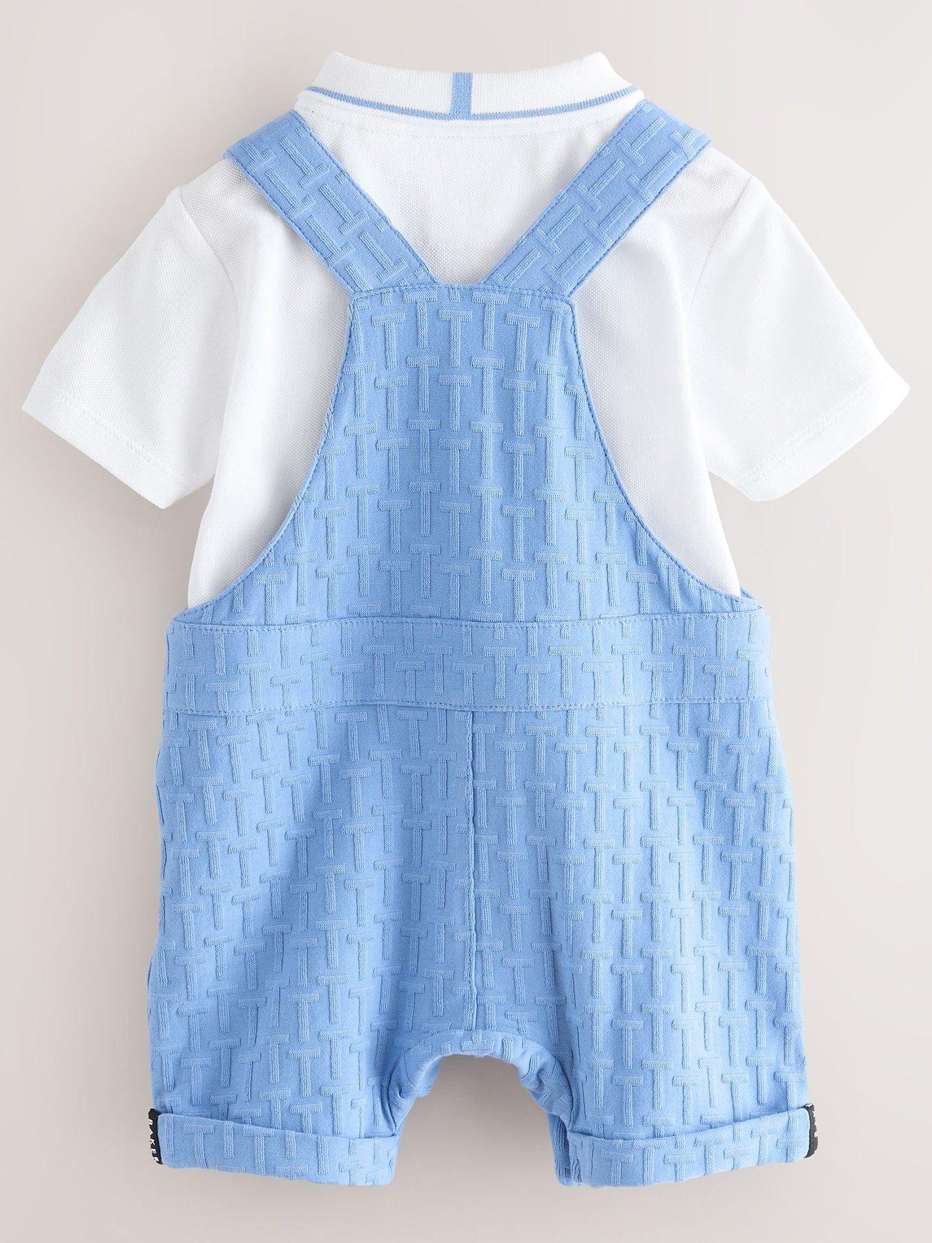 Image 2 of 6 of Ted Baker Baby Boys Logo Dungaree Set - Blue