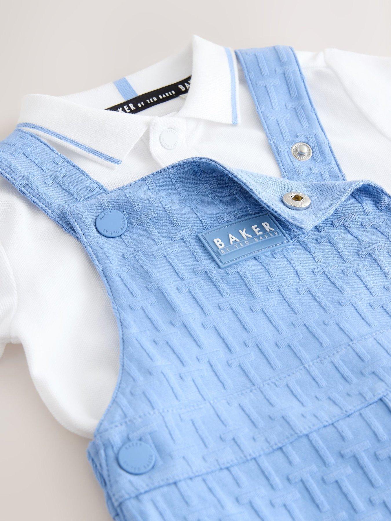 Image 4 of 6 of Ted Baker Baby Boys Logo Dungaree Set - Blue