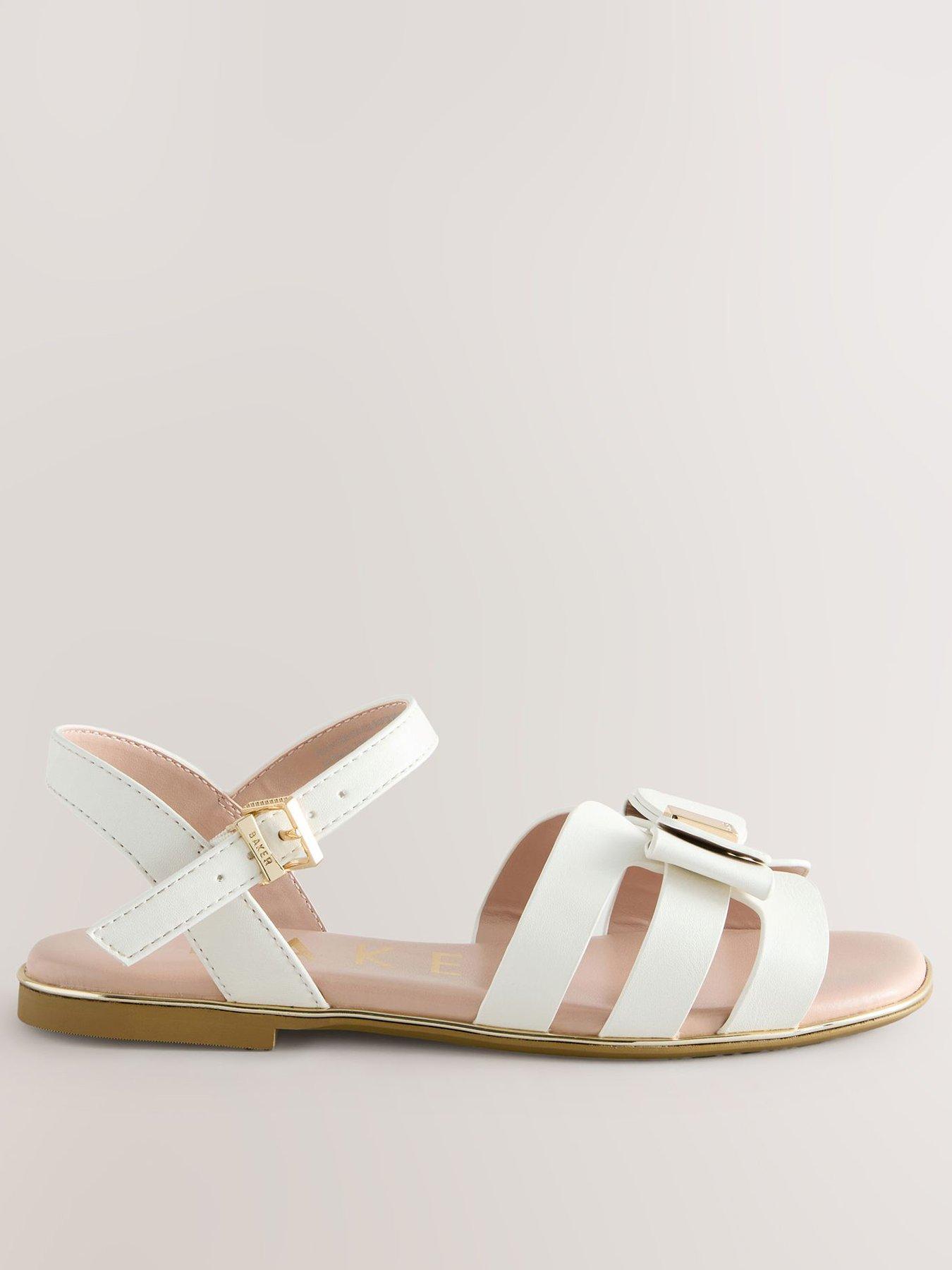 Image 1 of 6 of Ted Baker Older Girls Bow Buckle Sandals - White