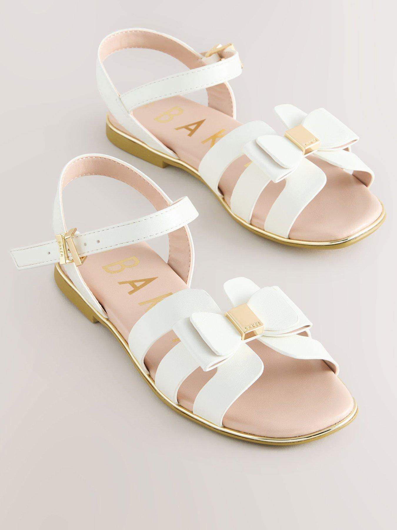 Image 2 of 6 of Ted Baker Older Girls Bow Buckle Sandals - White