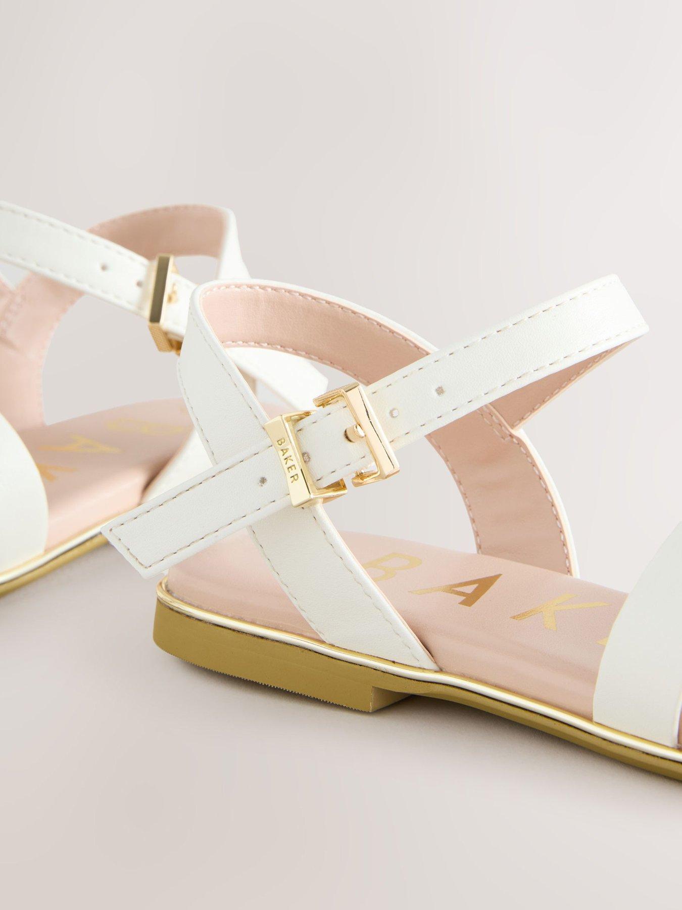 Image 5 of 6 of Ted Baker Older Girls Bow Buckle Sandals - White