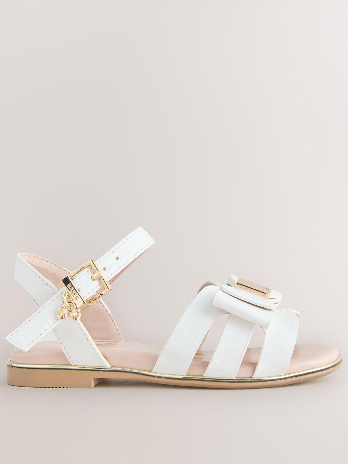 Image 1 of 5 of Ted Baker Younger Girls Bow Buckle Sandals - White