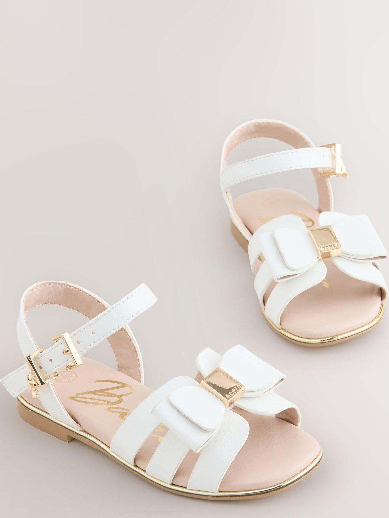 Image 2 of 5 of Ted Baker Younger Girls Bow Buckle Sandals - White