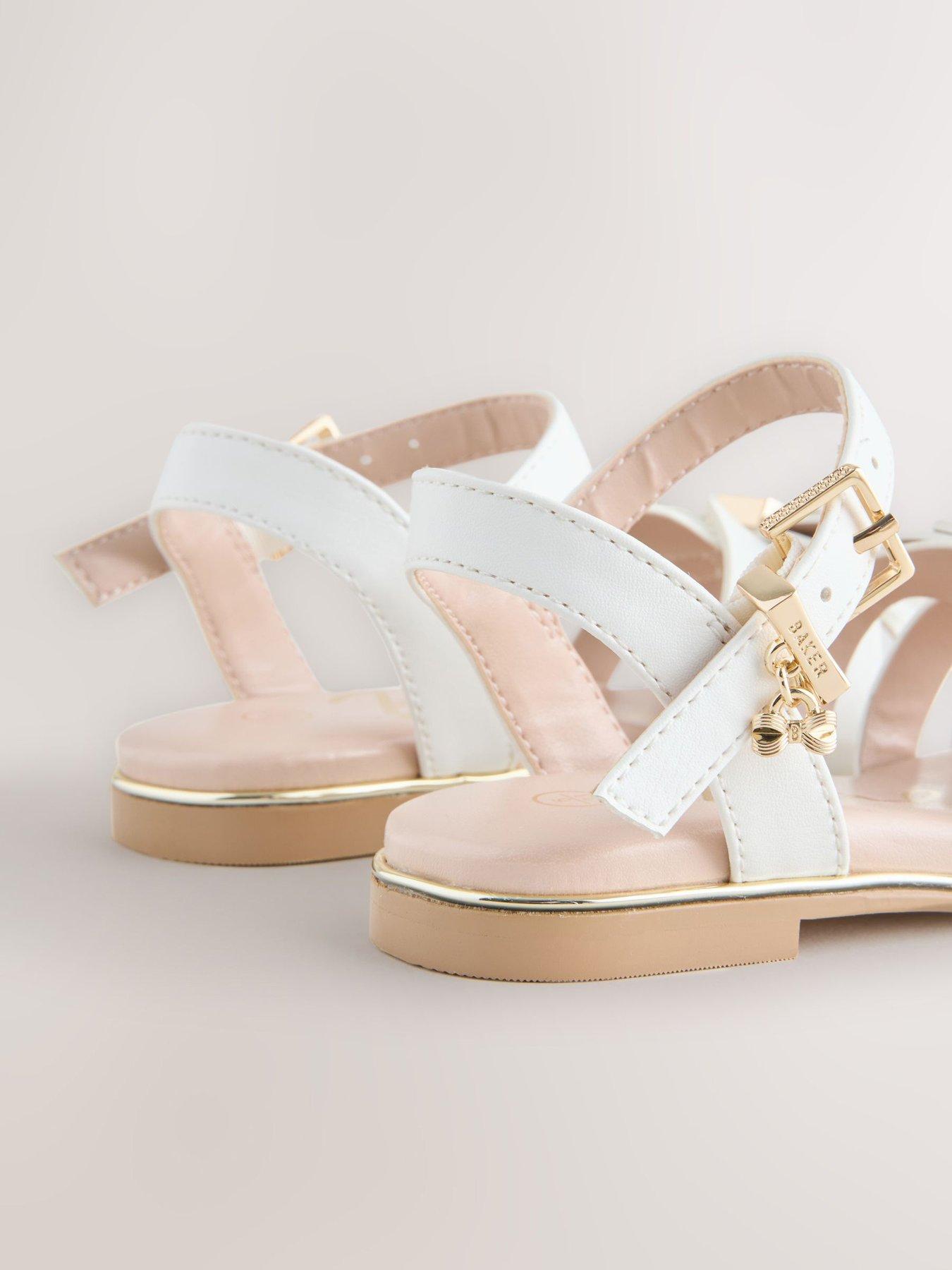 Image 4 of 5 of Ted Baker Younger Girls Bow Buckle Sandals - White