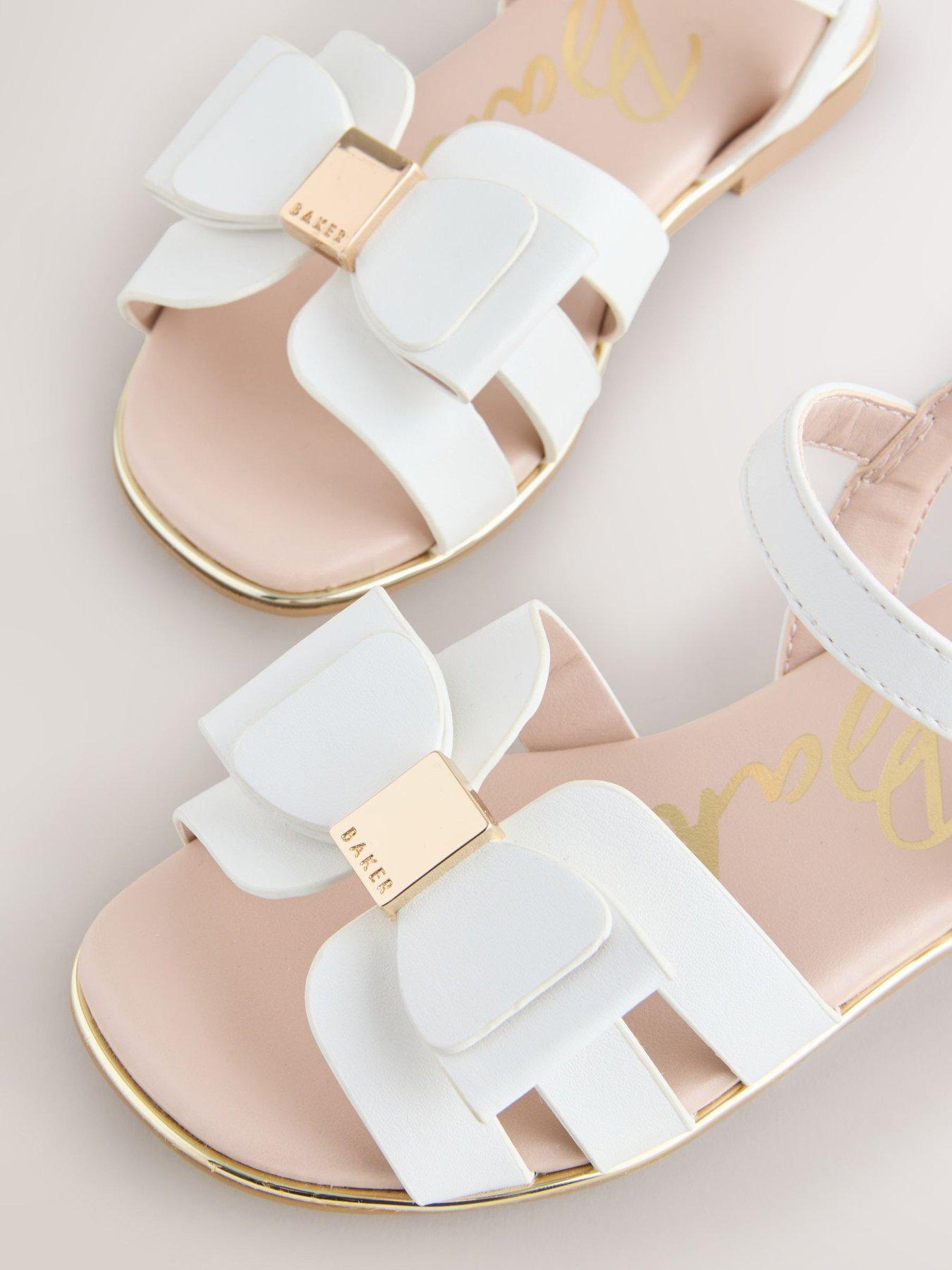 Image 5 of 5 of Ted Baker Younger Girls Bow Buckle Sandals - White