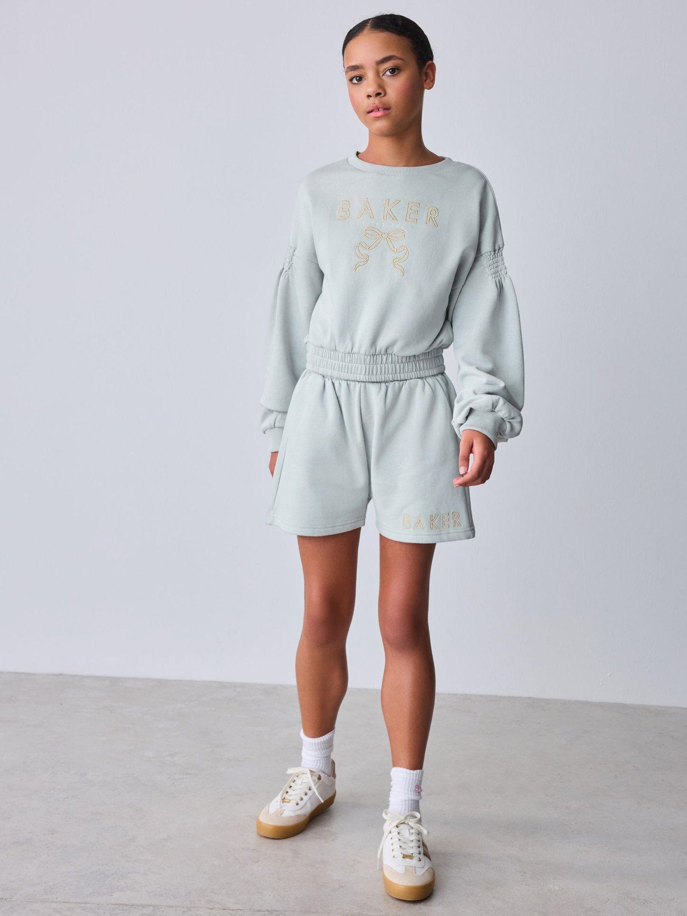 Image 1 of 6 of Ted Baker Older Girls Bow Sweatshirt &amp; Short Set - Grey