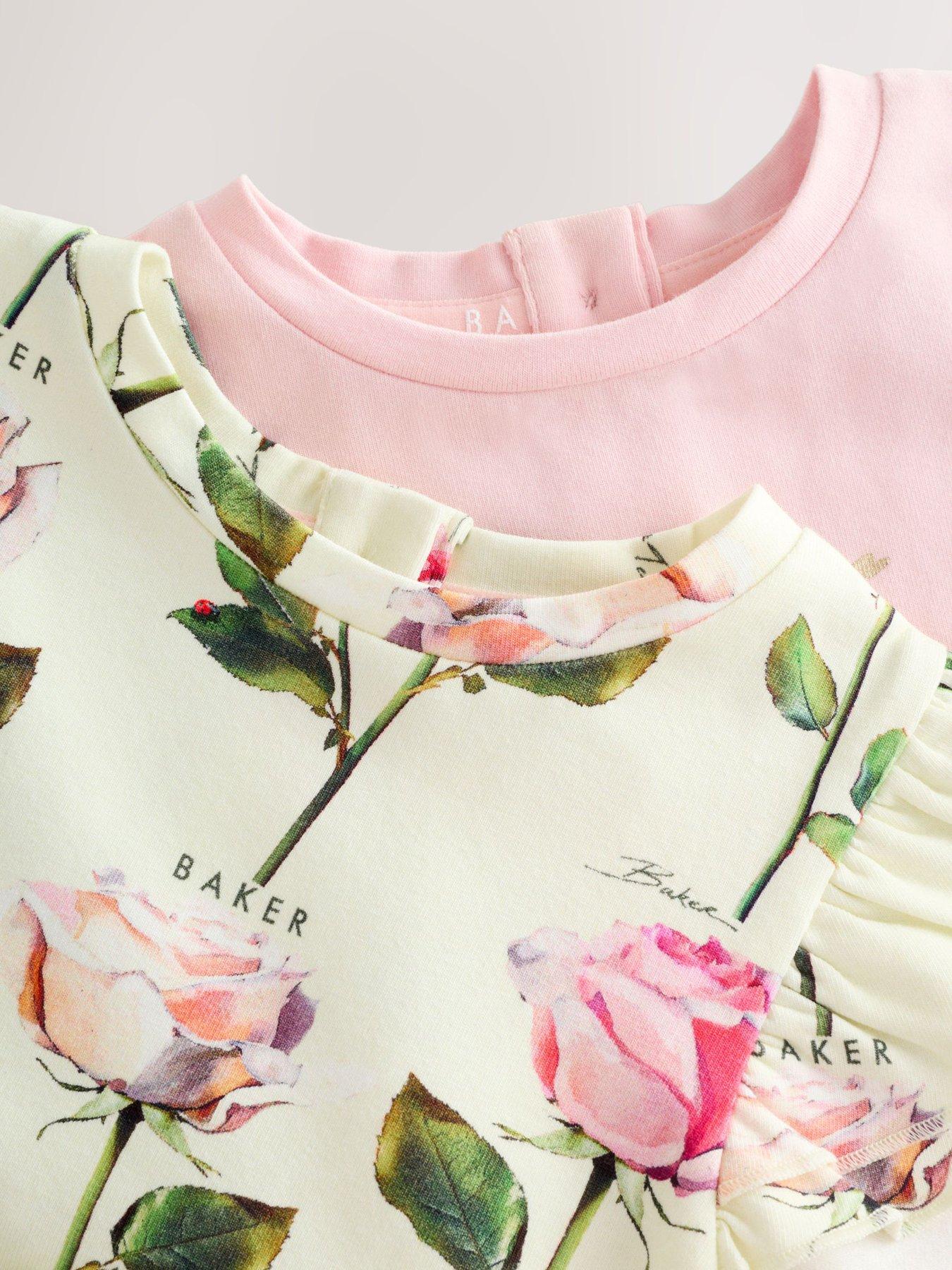 Image 3 of 6 of Ted Baker Younger Girls 2 Pack Floral &amp; Plain Dresses - Multi