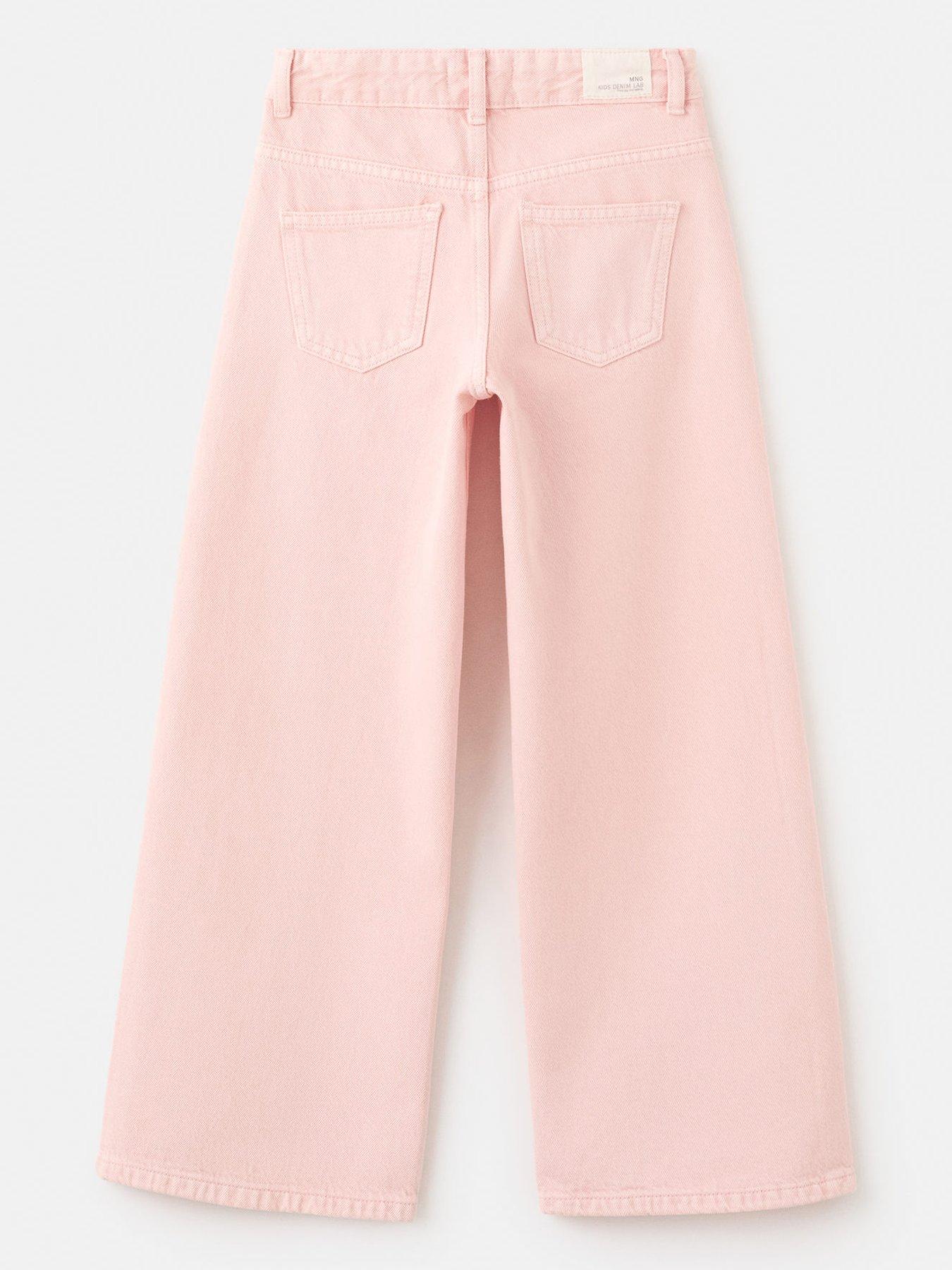 Image 2 of 4 of Mango Girls Star Studded Wide Leg Jeans - Pink