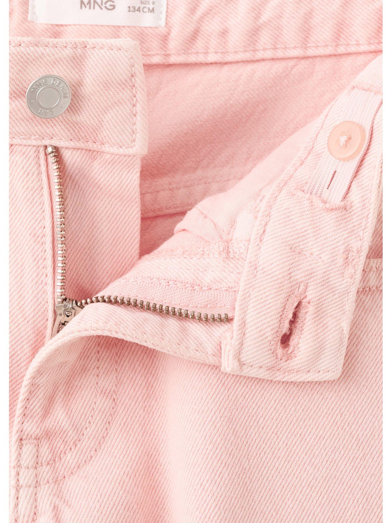 Image 4 of 4 of Mango Girls Star Studded Wide Leg Jeans - Pink