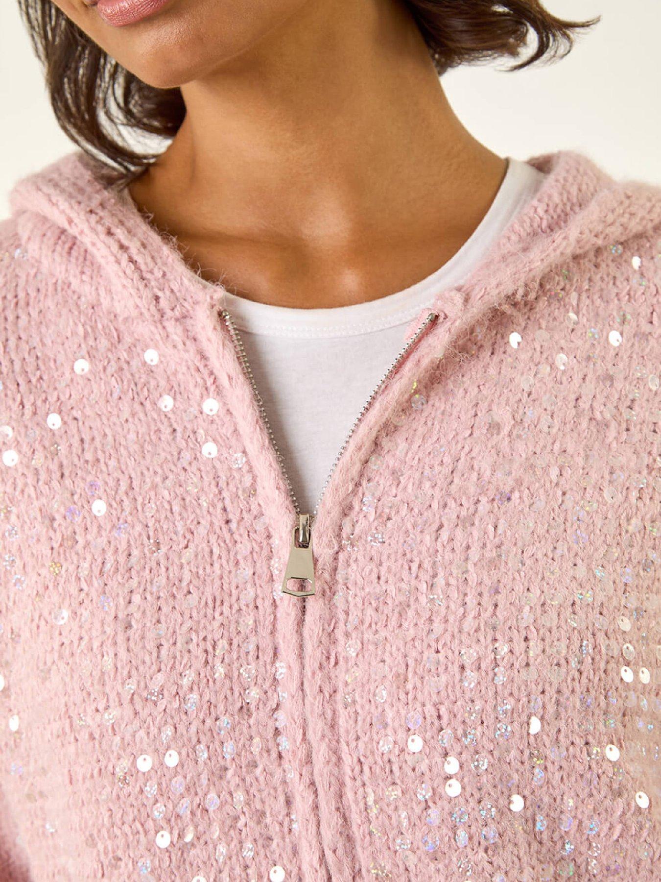 roman-sparkly-hooded-knit-cardigan-mauvedetail