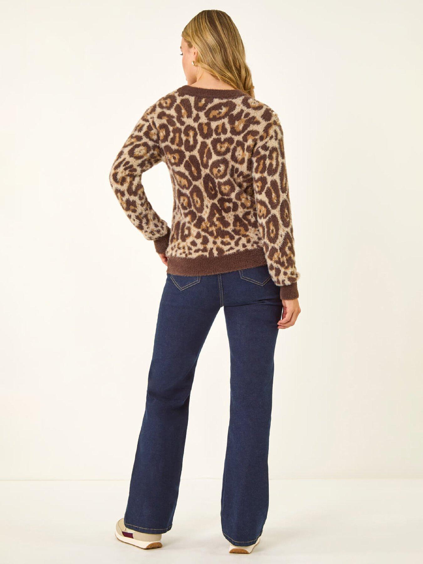 roman-dusk-embellished-animal-print-knit-jumper-chocolatestillFront