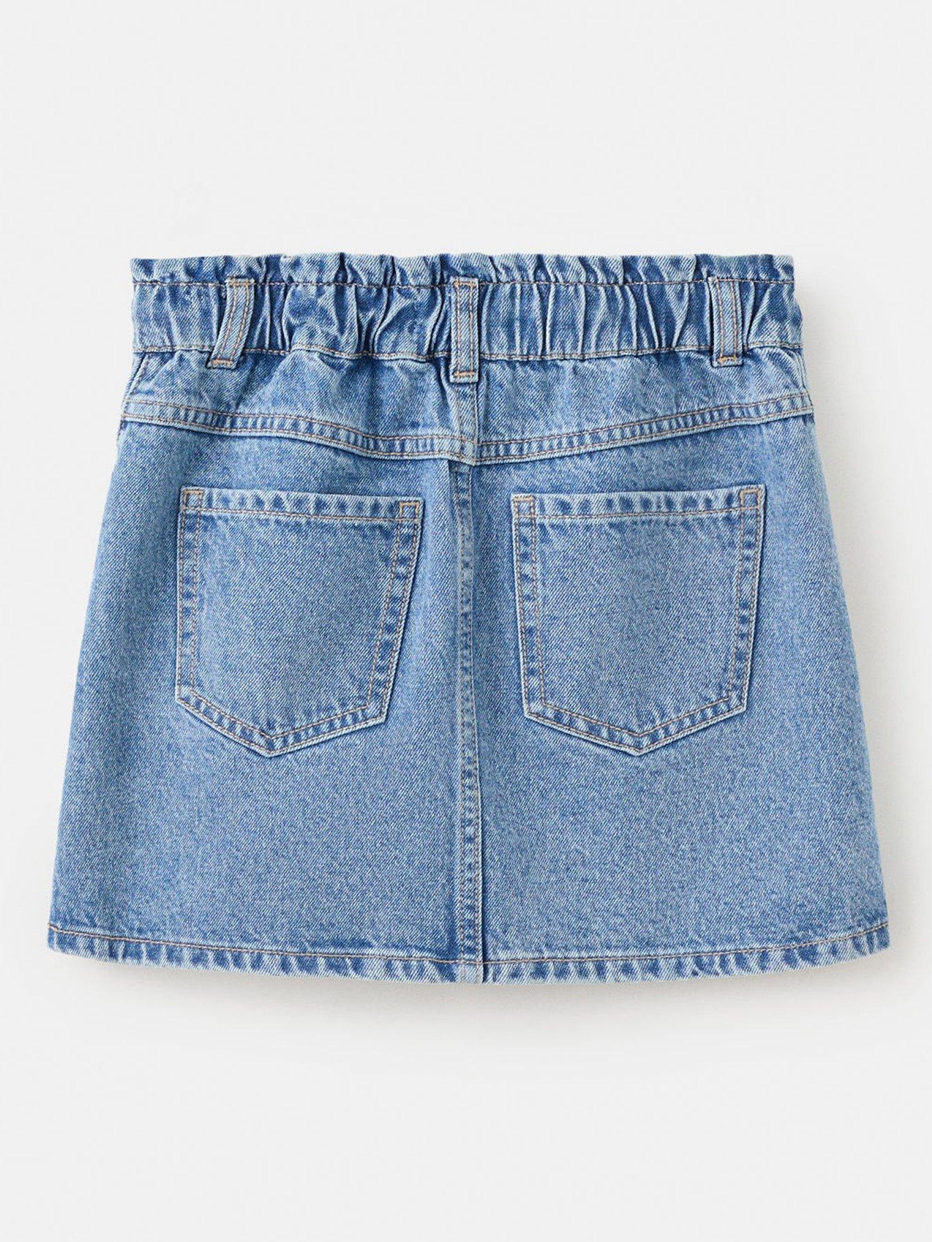 Image 2 of 4 of Mango Girls Elasticated Waistband Denim Skirt - Blue