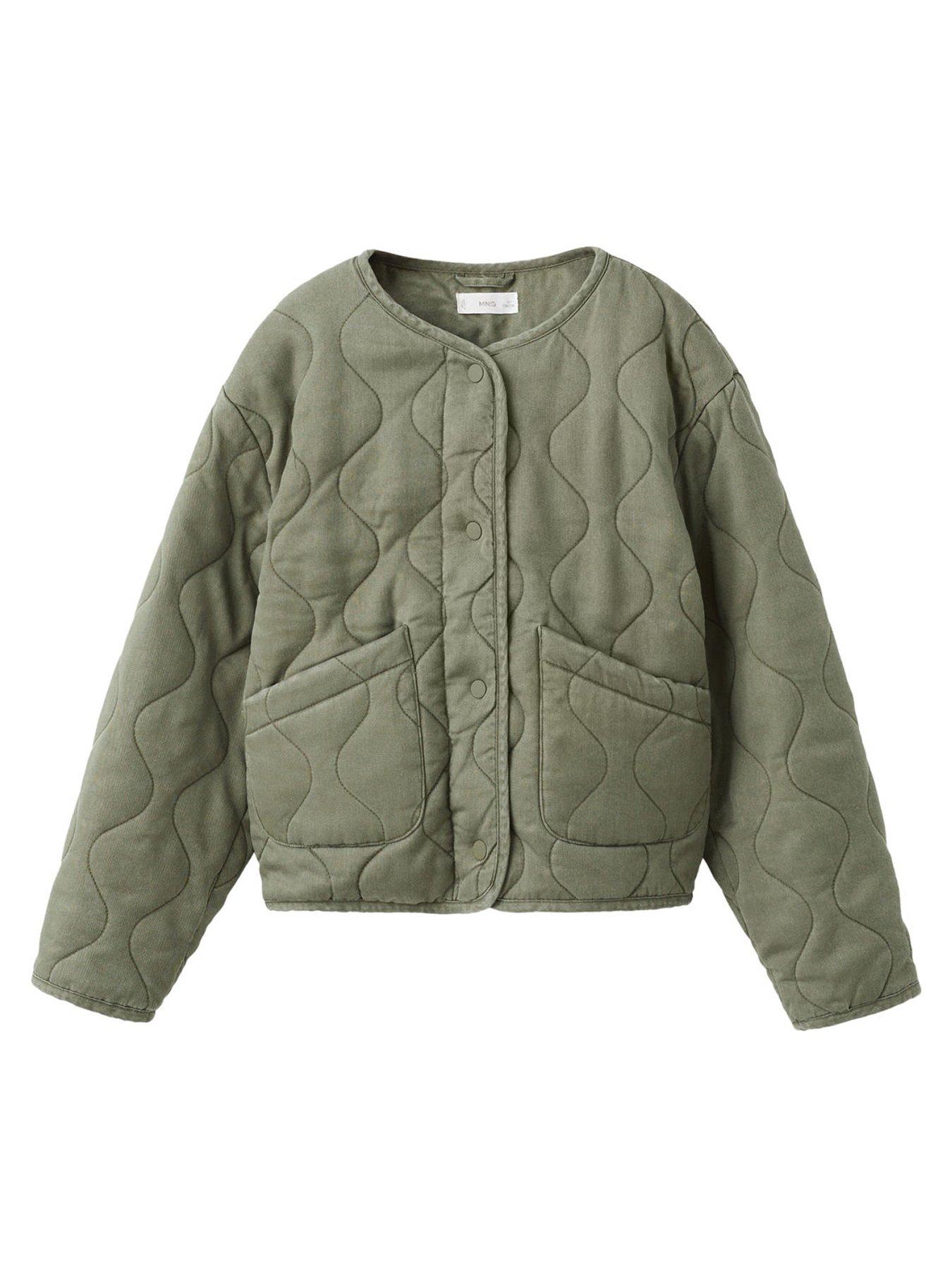 Image 1 of 4 of Mango Girls Quilted Paris Washed Jacket - Khaki