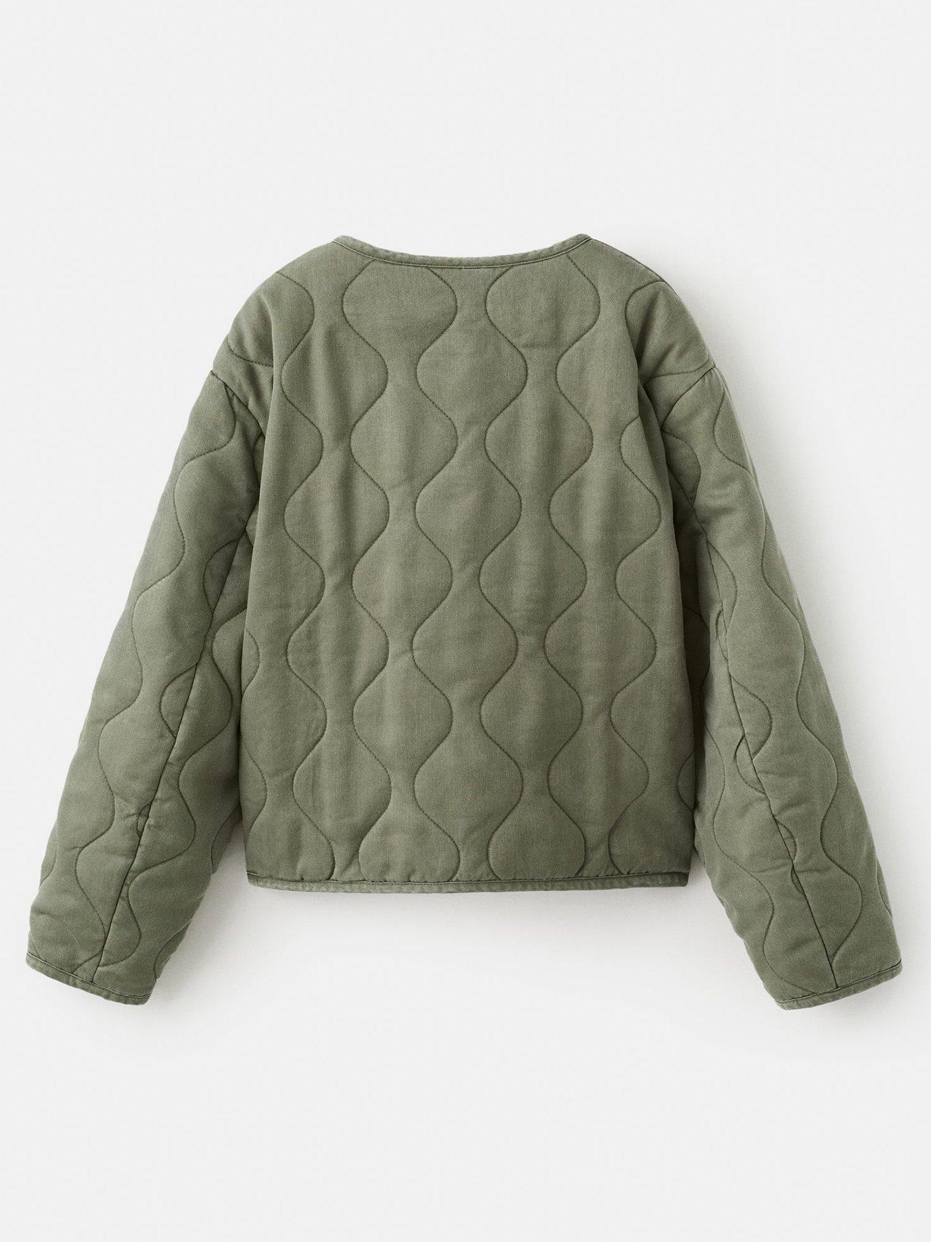 Image 2 of 4 of Mango Girls Quilted Paris Washed Jacket - Khaki