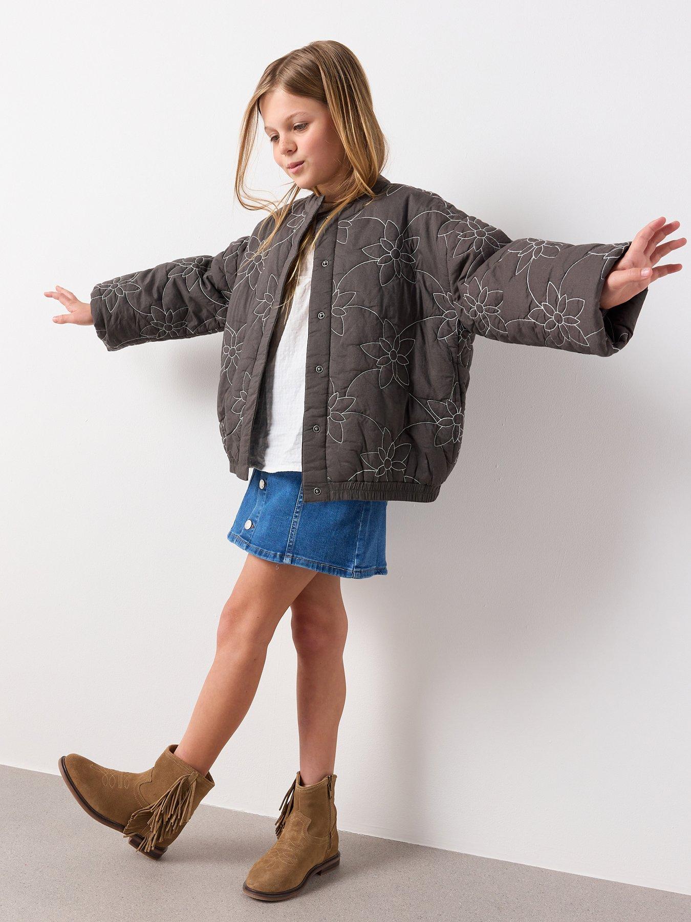 Image 1 of 7 of Mango Girls Button Up Denim Skirt - Blue