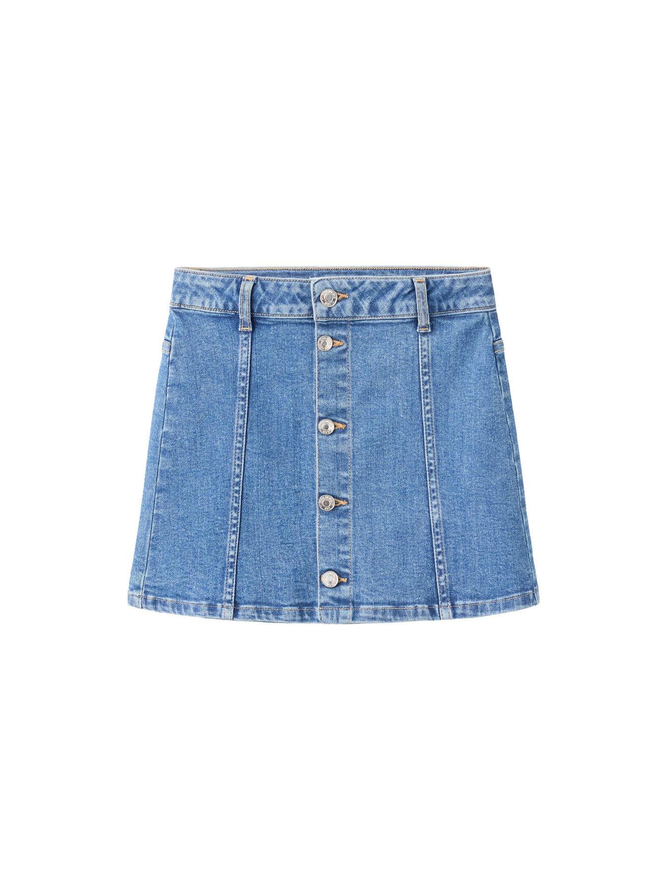 Image 7 of 7 of Mango Girls Button Up Denim Skirt - Blue