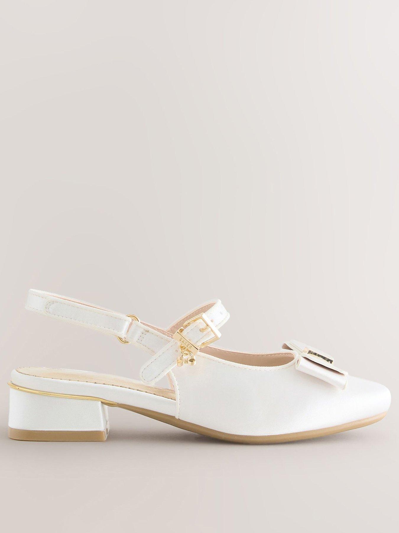 Ted Baker Girls Bow Strap Heeled Shoes - White