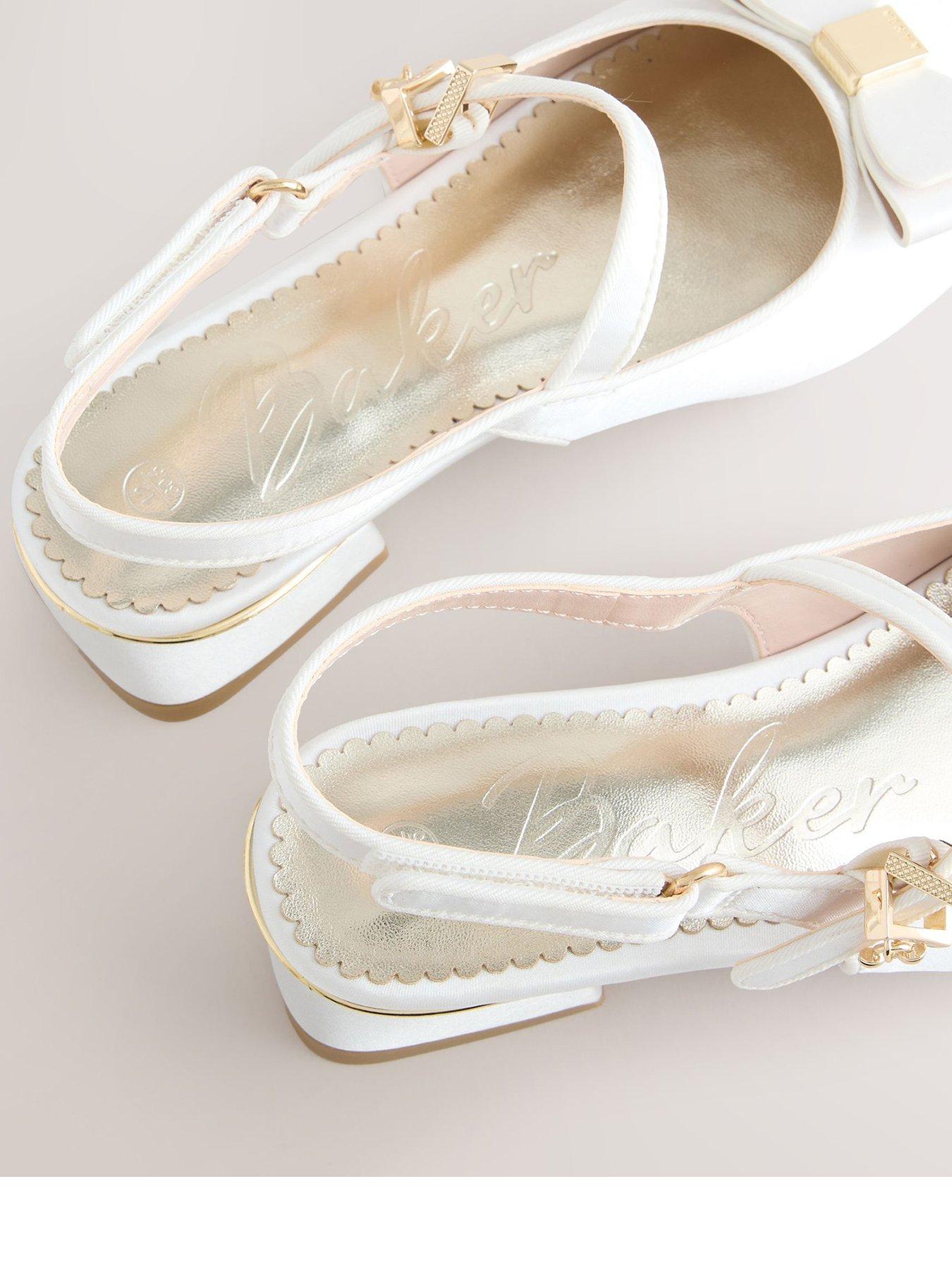 Image 3 of 7 of Ted Baker Girls Bow Strap Heeled Shoes - White