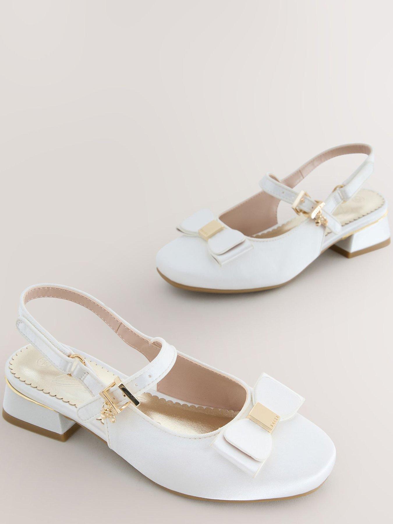 Image 4 of 7 of Ted Baker Girls Bow Strap Heeled Shoes - White