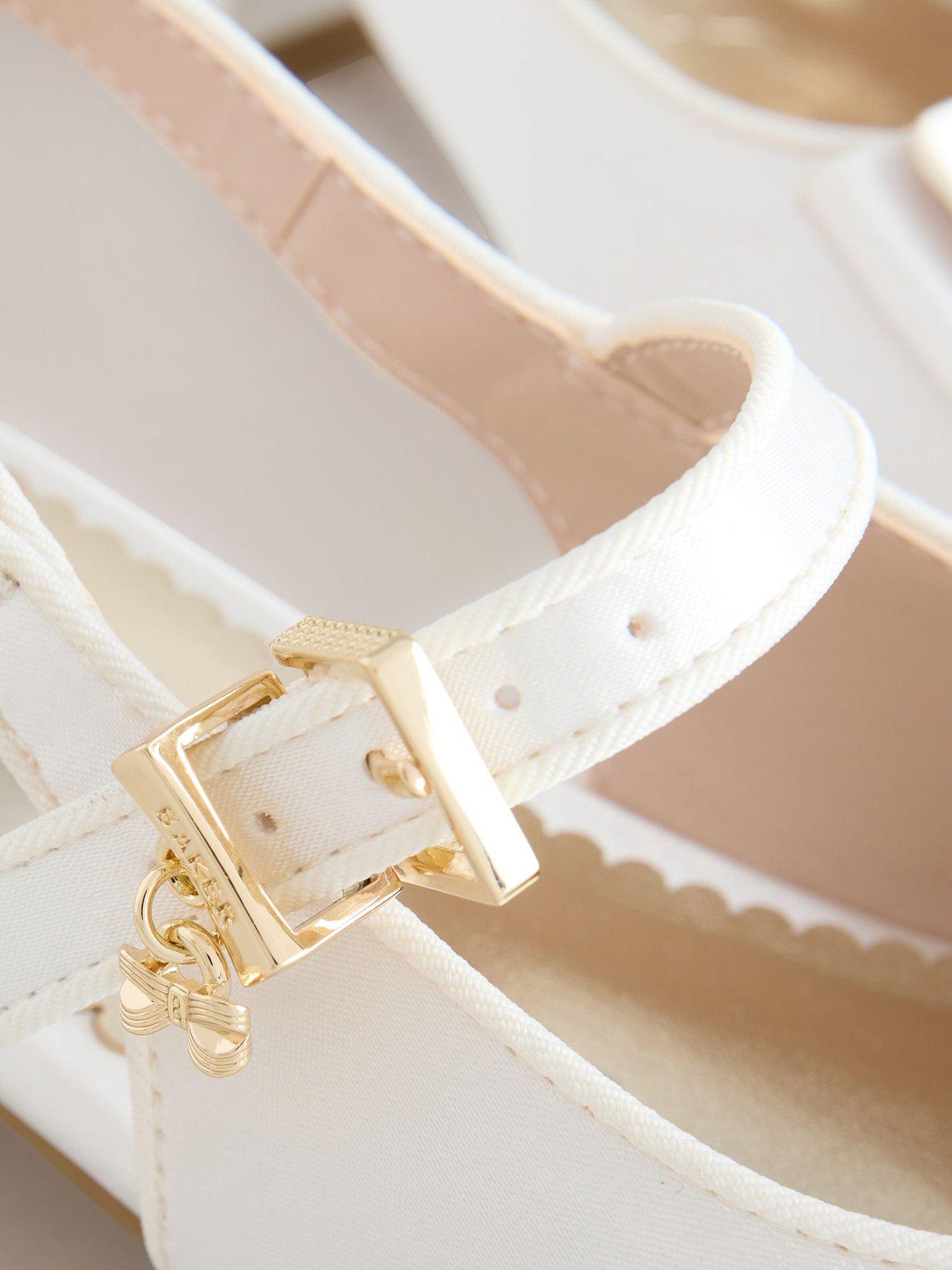 Image 6 of 7 of Ted Baker Girls Bow Strap Heeled Shoes - White