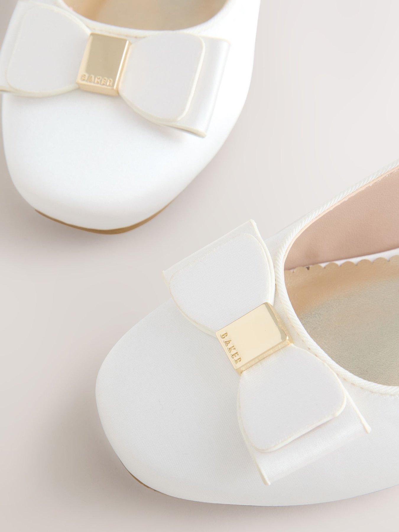 Image 7 of 7 of Ted Baker Girls Bow Strap Heeled Shoes - White