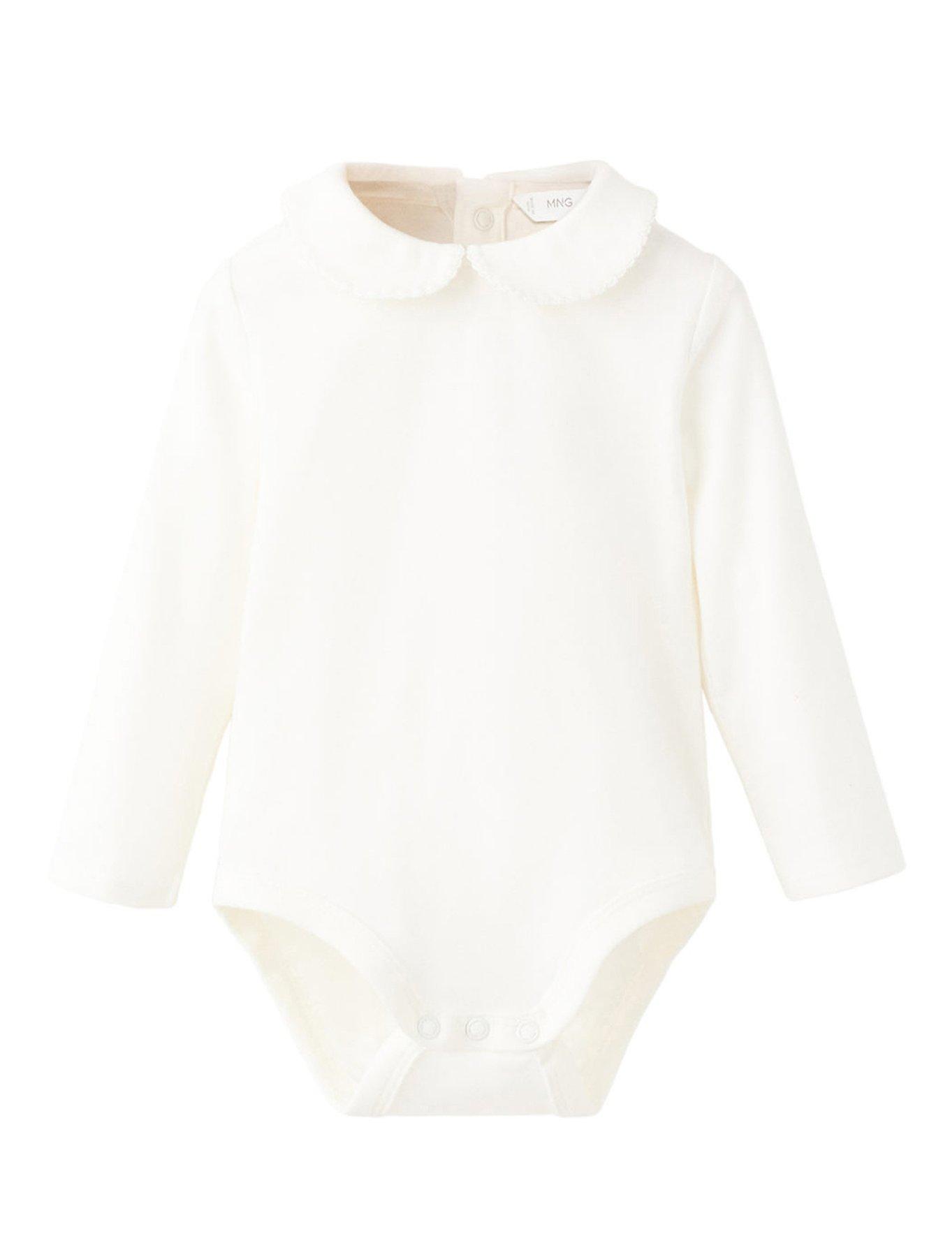Mango Baby Unisex Collar Bodysuit - Light Cream