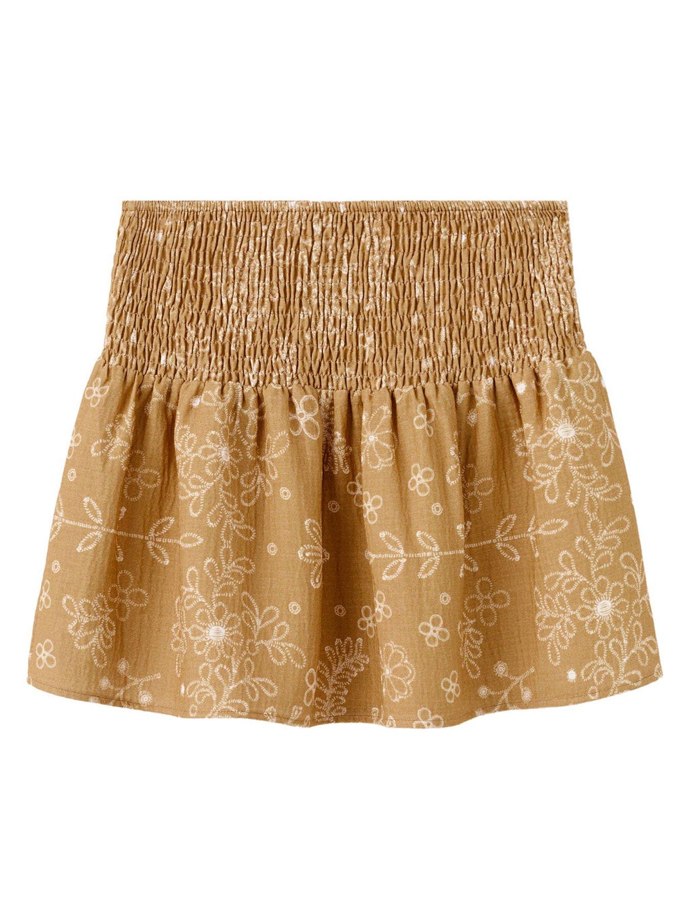 mango-girls-flower-shirred-skirt-yellowfront