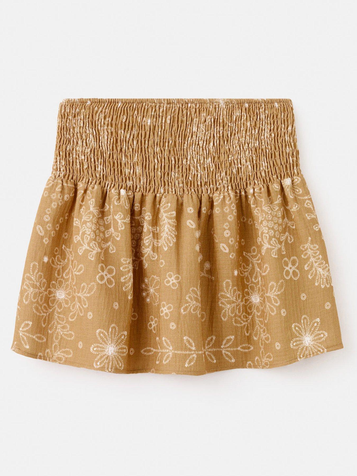 mango-girls-flower-shirred-skirt-yellowback