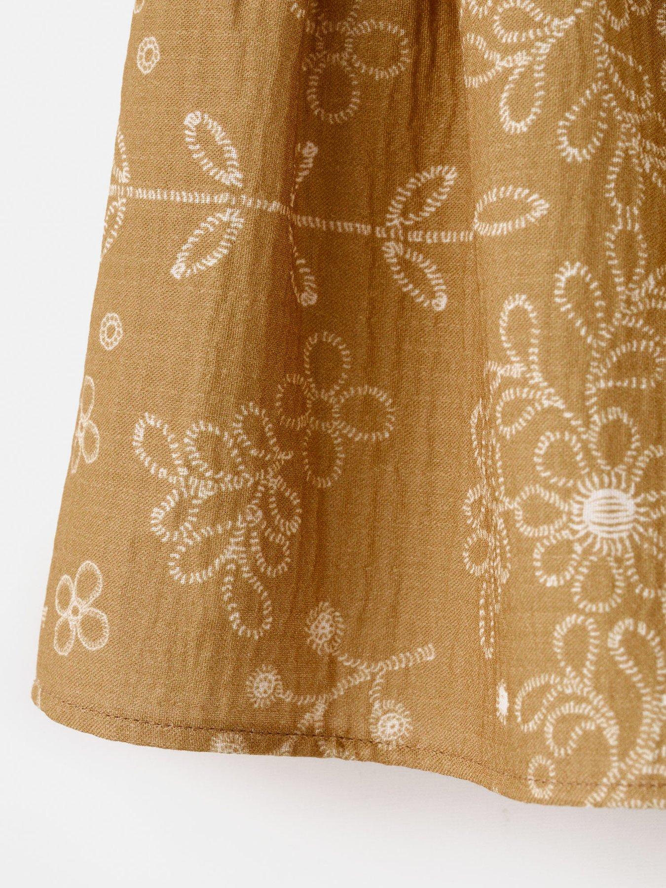 mango-girls-flower-shirred-skirt-yellowdetail