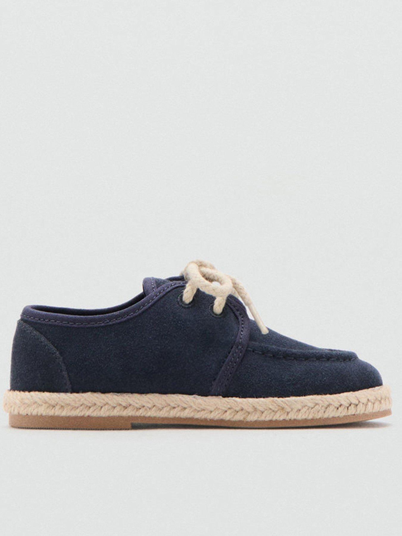 Image 1 of 4 of Mango Younger Boys Leather Espadrille Shoes - Blue