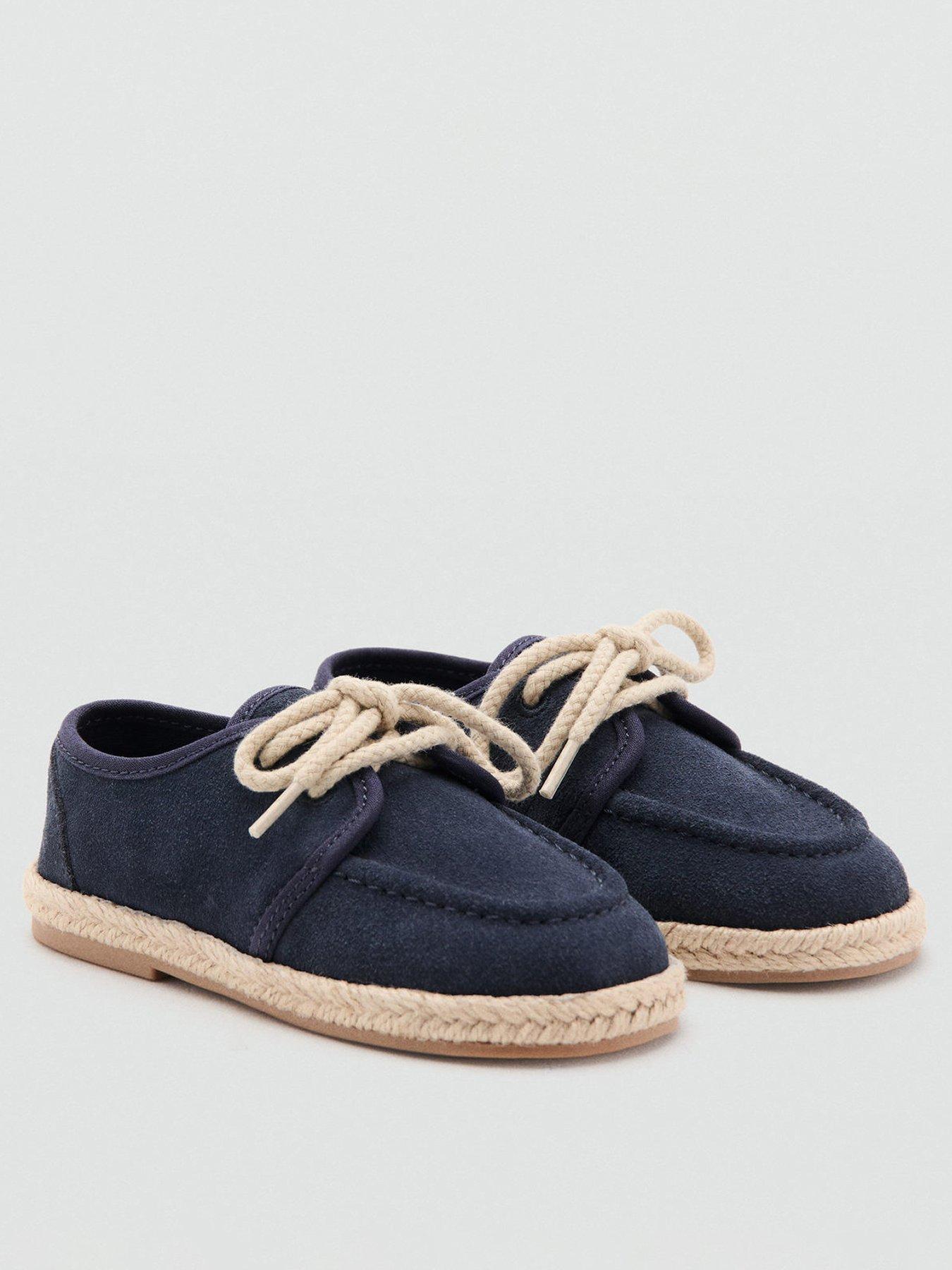 Image 2 of 4 of Mango Younger Boys Leather Espadrille Shoes - Blue