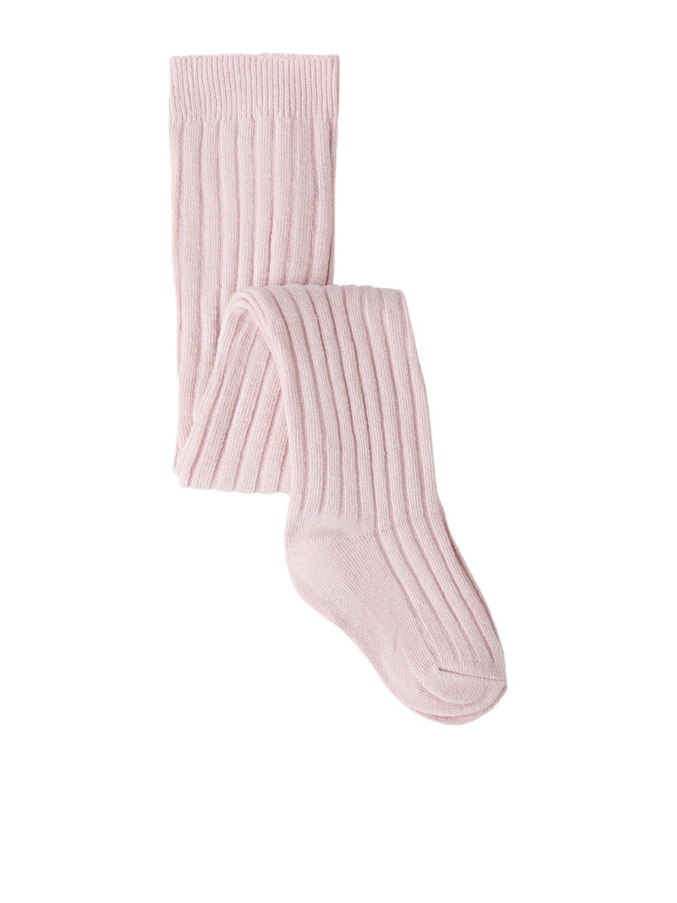 Mango Younger Girls Ribbed Tights - Pink