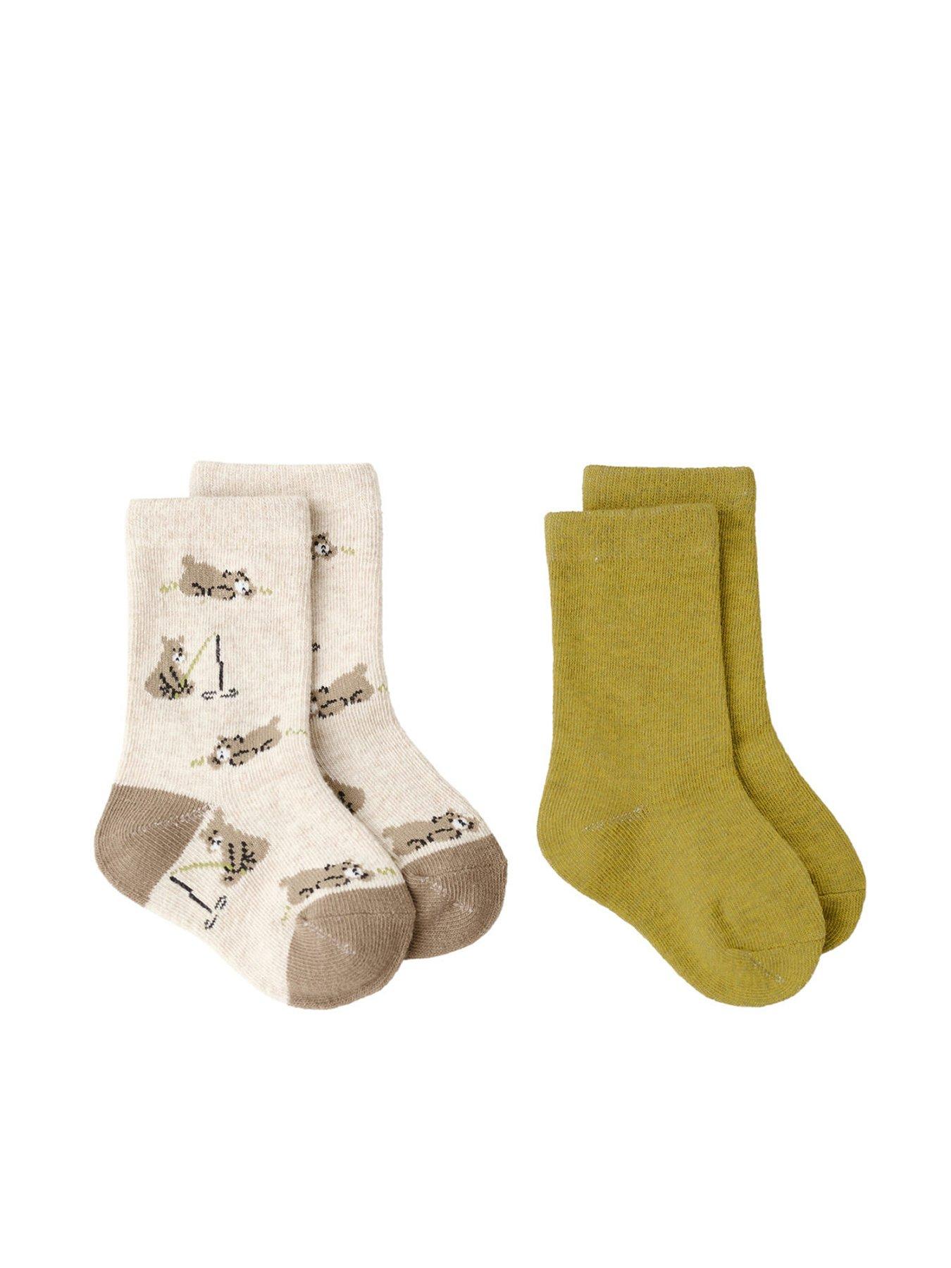 Image 1 of 4 of Mango Younger Boys 2 Pack Bear Socks - Bright Green