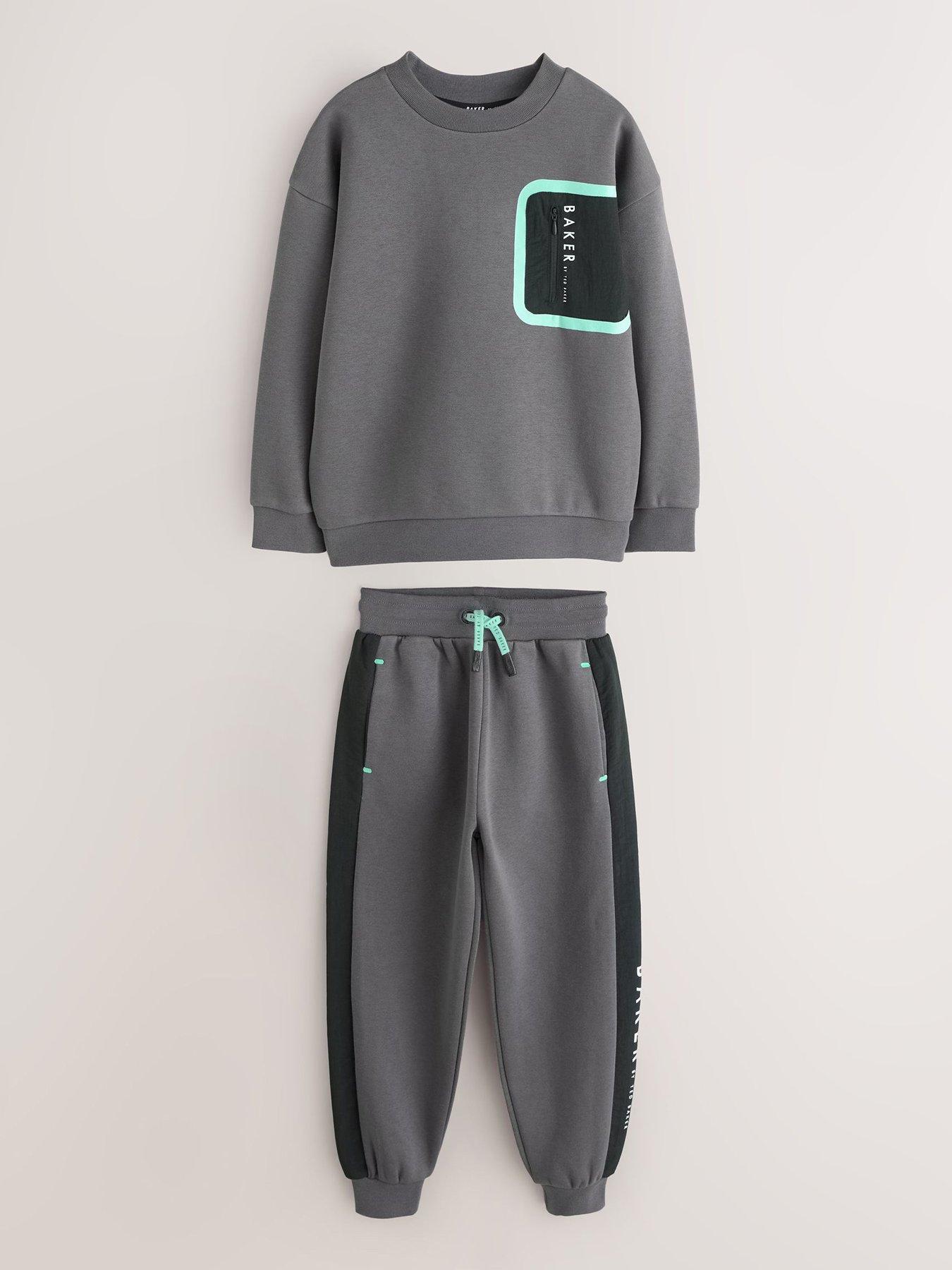 Ted Baker Boys Long Sleeve Sweatshirt  &  Joggers Set - Grey