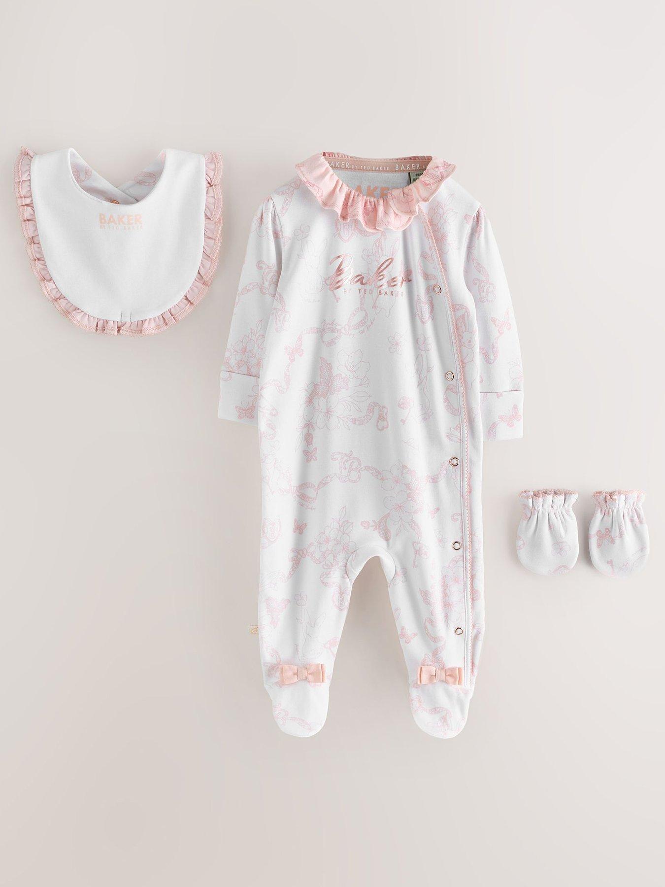 Image 2 of 7 of Ted Baker Baby Girls 2 Pack Gift Sleepsuits - Pink