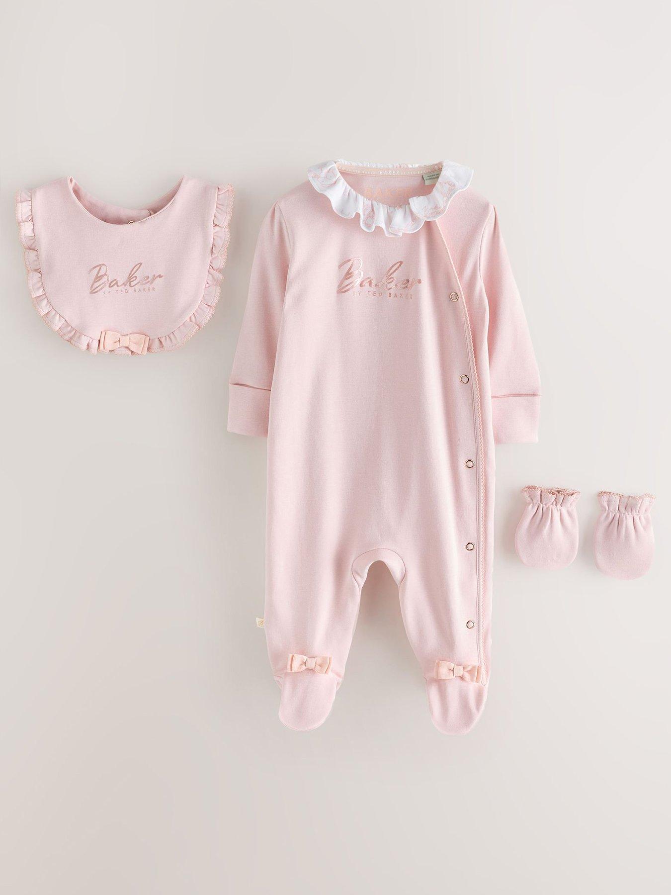 Image 3 of 7 of Ted Baker Baby Girls 2 Pack Gift Sleepsuits - Pink