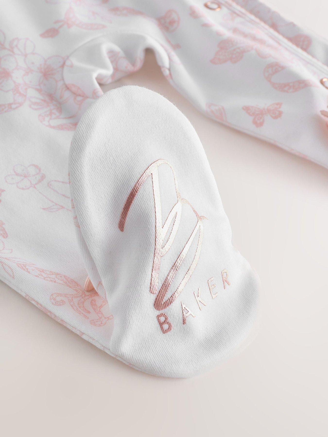 Image 6 of 7 of Ted Baker Baby Girls 2 Pack Gift Sleepsuits - Pink