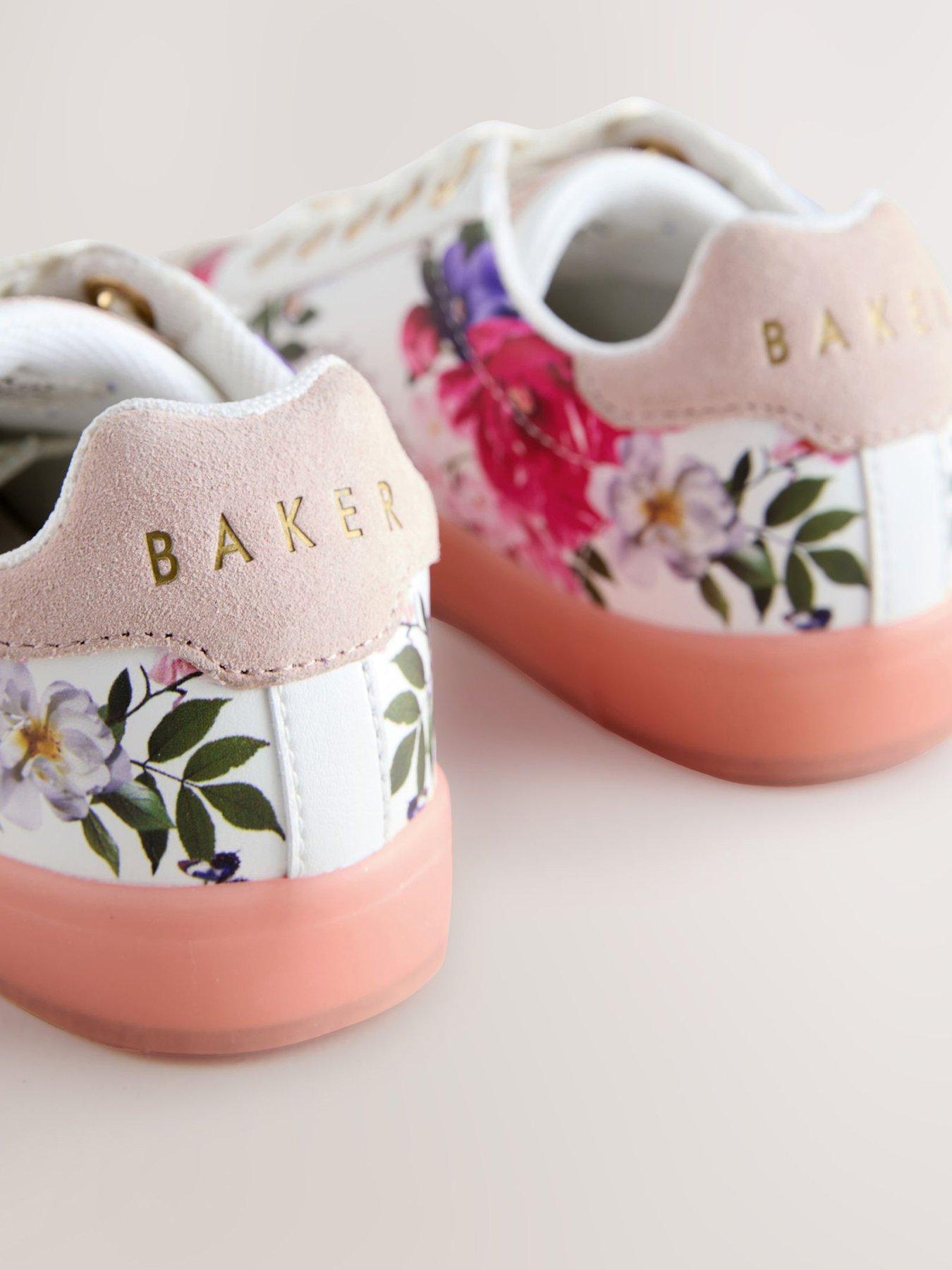Image 3 of 7 of Ted Baker Girls Suede Floral Shoes - White