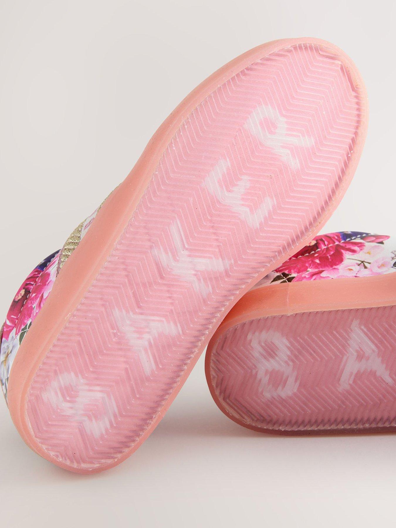 Image 5 of 7 of Ted Baker Girls Suede Floral Shoes - White